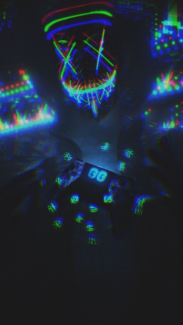 Mask, Mask Neon, Light, Entertainment, Visual Effect Lighting. Wallpaper in 720x1280 Resolution