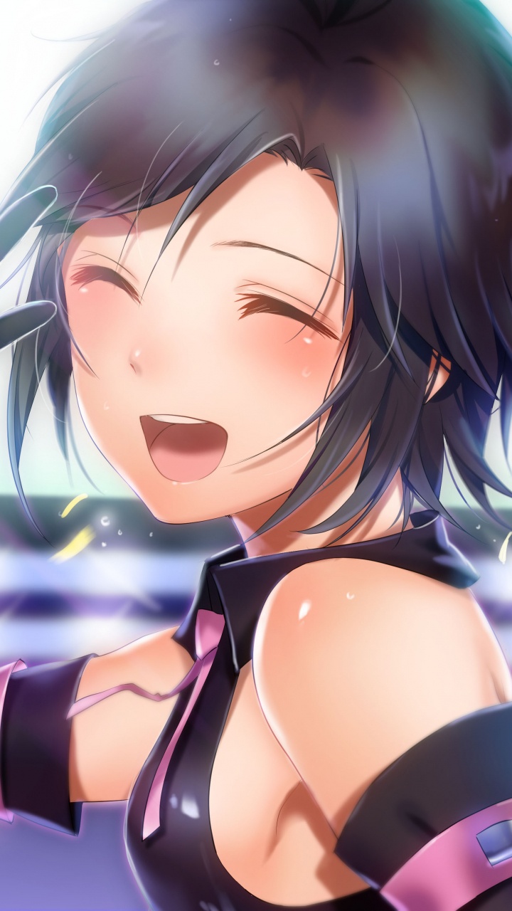 Black Haired Girl Anime Character. Wallpaper in 720x1280 Resolution