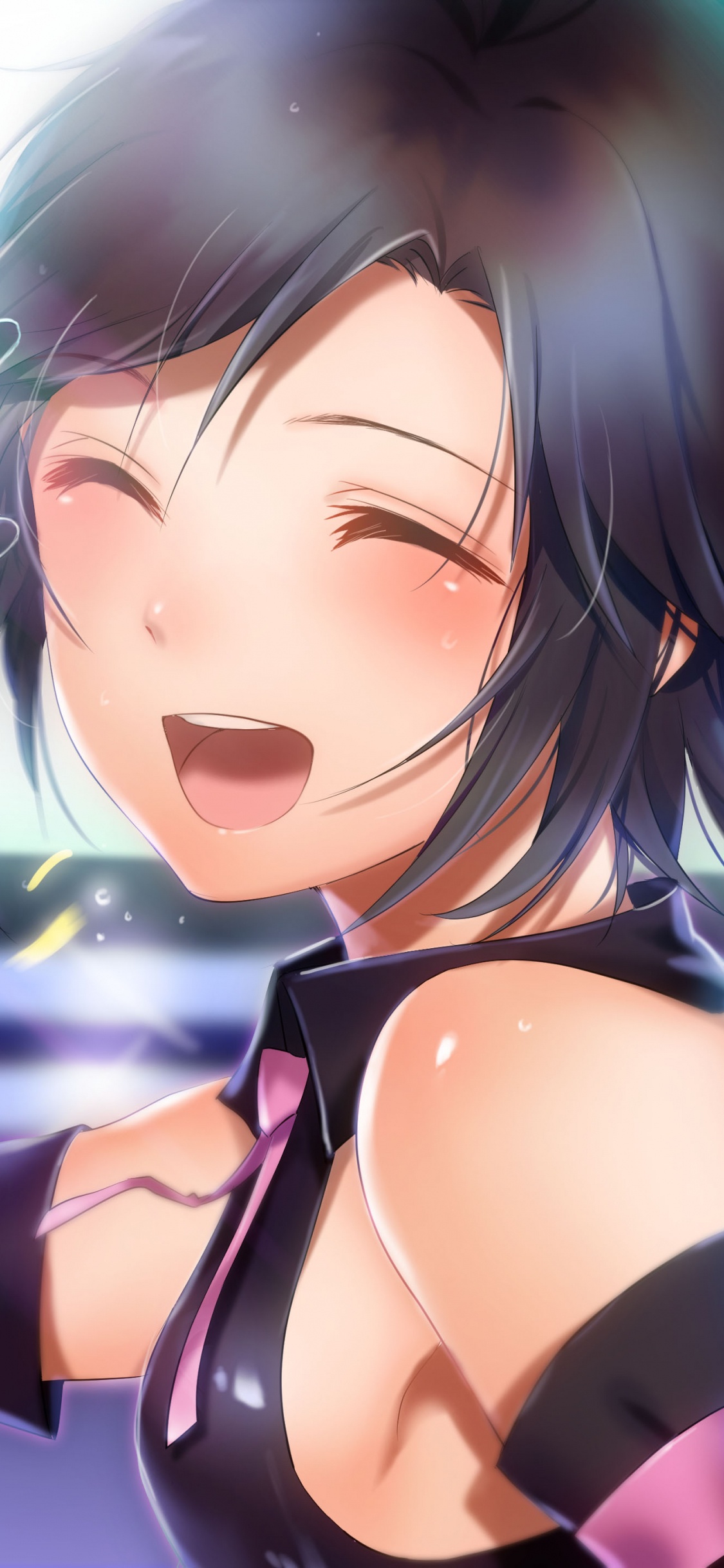 Personnage D'anime Fille Aux Cheveux Noirs. Wallpaper in 1125x2436 Resolution