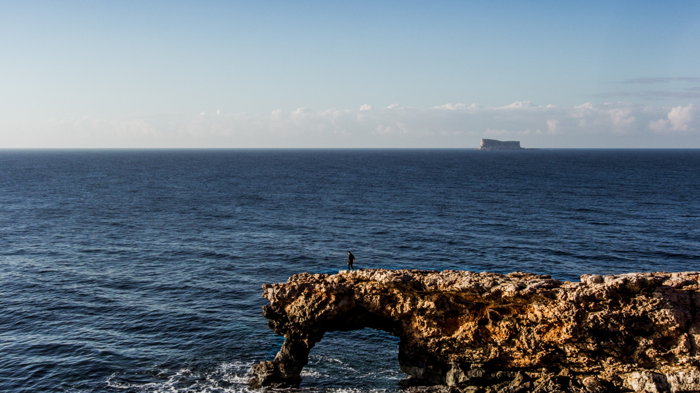 Sea, Coast, Beach, Shore, Cliff. Wallpaper in 1366x768 Resolution