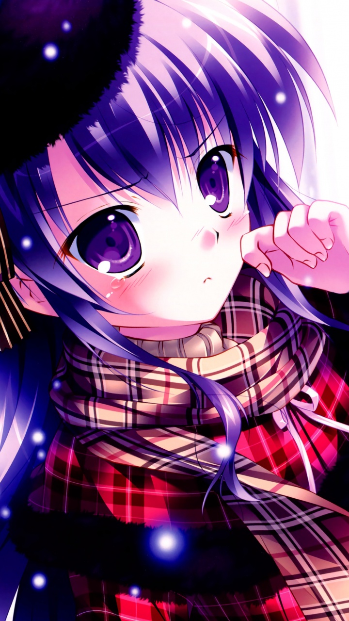 Personaje de Anime de Niña de Pelo Morado. Wallpaper in 720x1280 Resolution