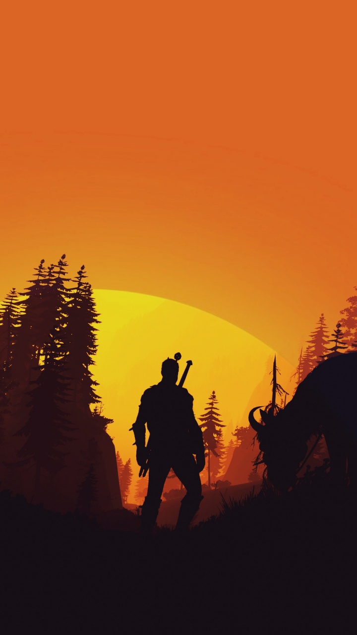 The Witcher 3 Wild Hunt, Nature, Sunset, Red, Natural Landscape. Wallpaper in 720x1280 Resolution