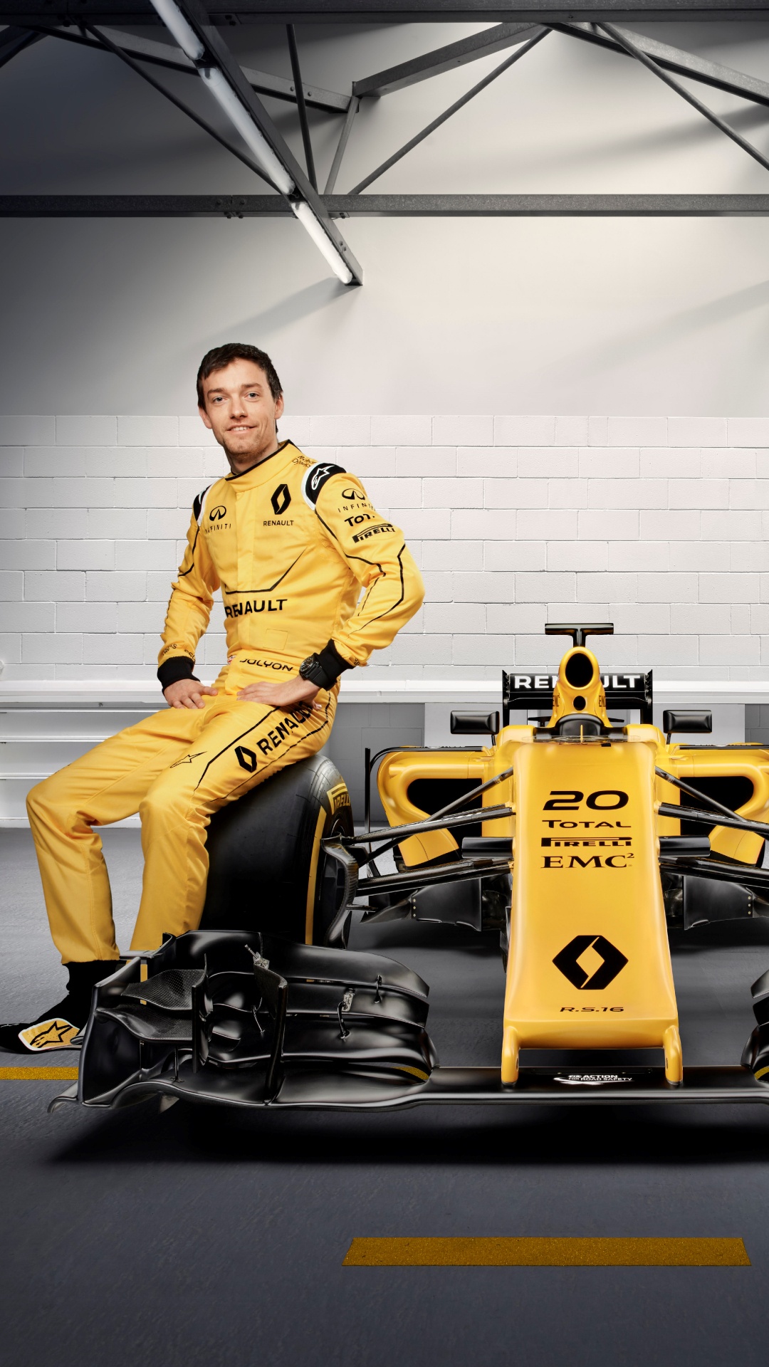 2016式的一个世界冠军, 汽车赛车, 雷诺, 黄色的, 团队 壁纸 1080x1920 允许
