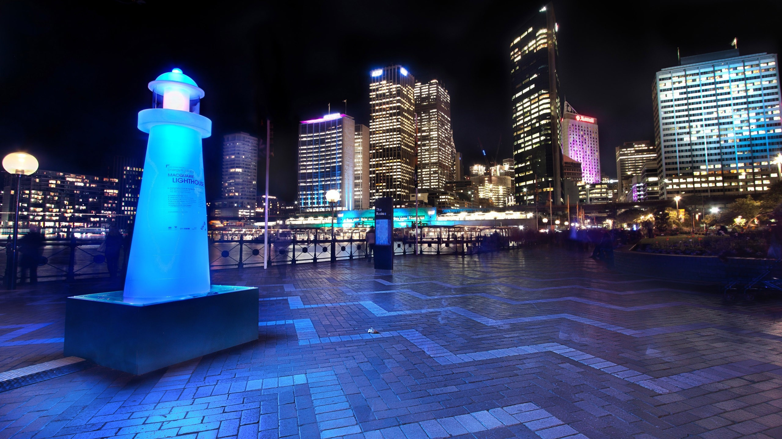 Skyline Der Stadt Bei Nacht Night. Wallpaper in 2560x1440 Resolution