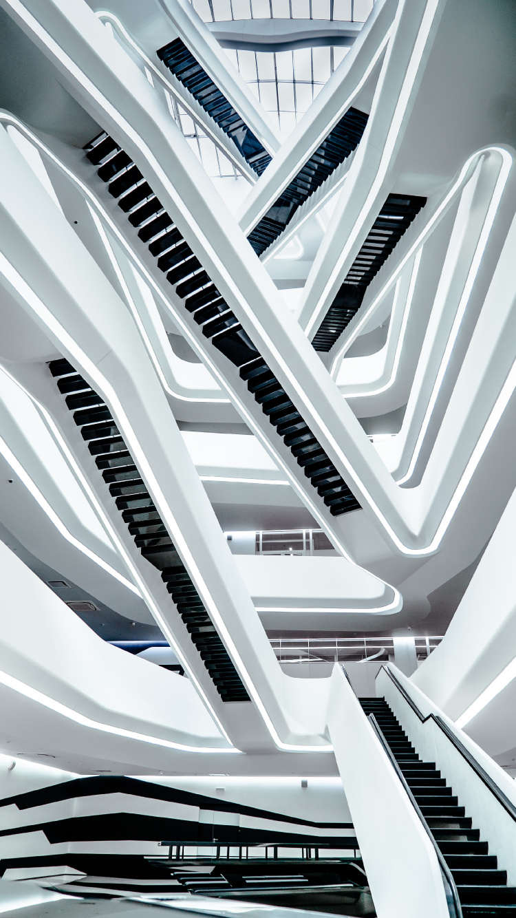 Escalier en Colimaçon Blanc et Gris. Wallpaper in 750x1334 Resolution