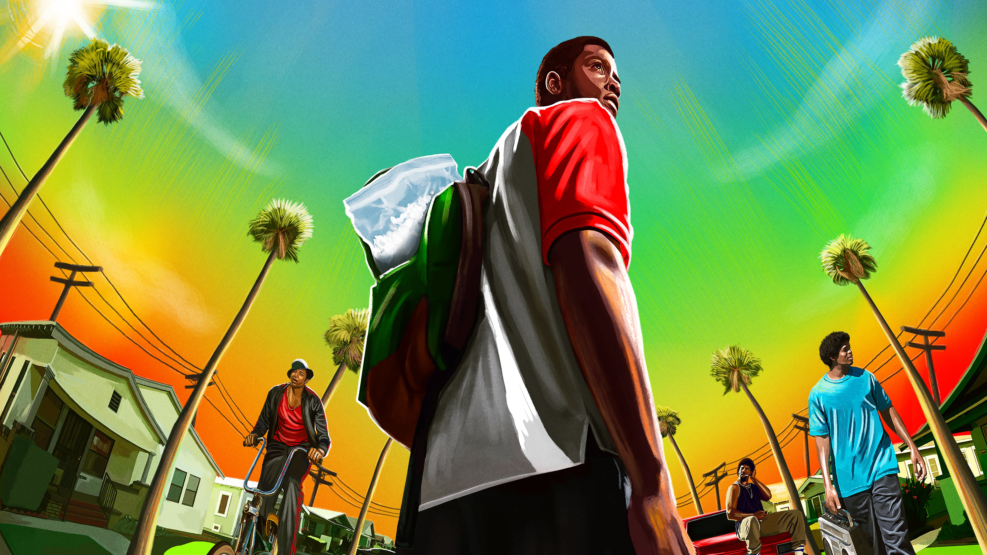 Mann im Rot-weißen Hoodie, Der Tagsüber in Der Nähe Eines Grünen Baumes Unter Blauem Himmel Steht. Wallpaper in 3840x2160 Resolution