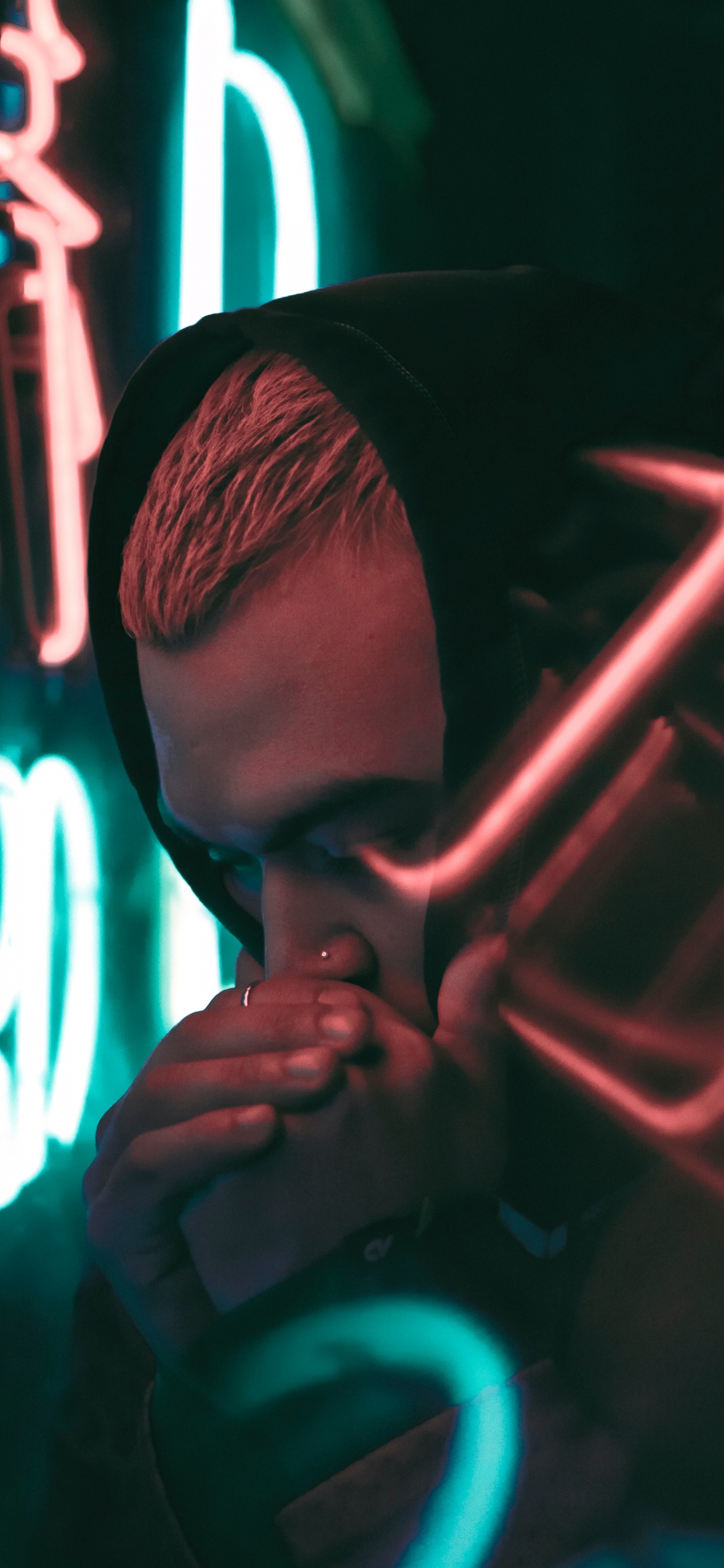 Man in Black Sunglasses Covering His Mouth. Wallpaper in 1242x2688 Resolution