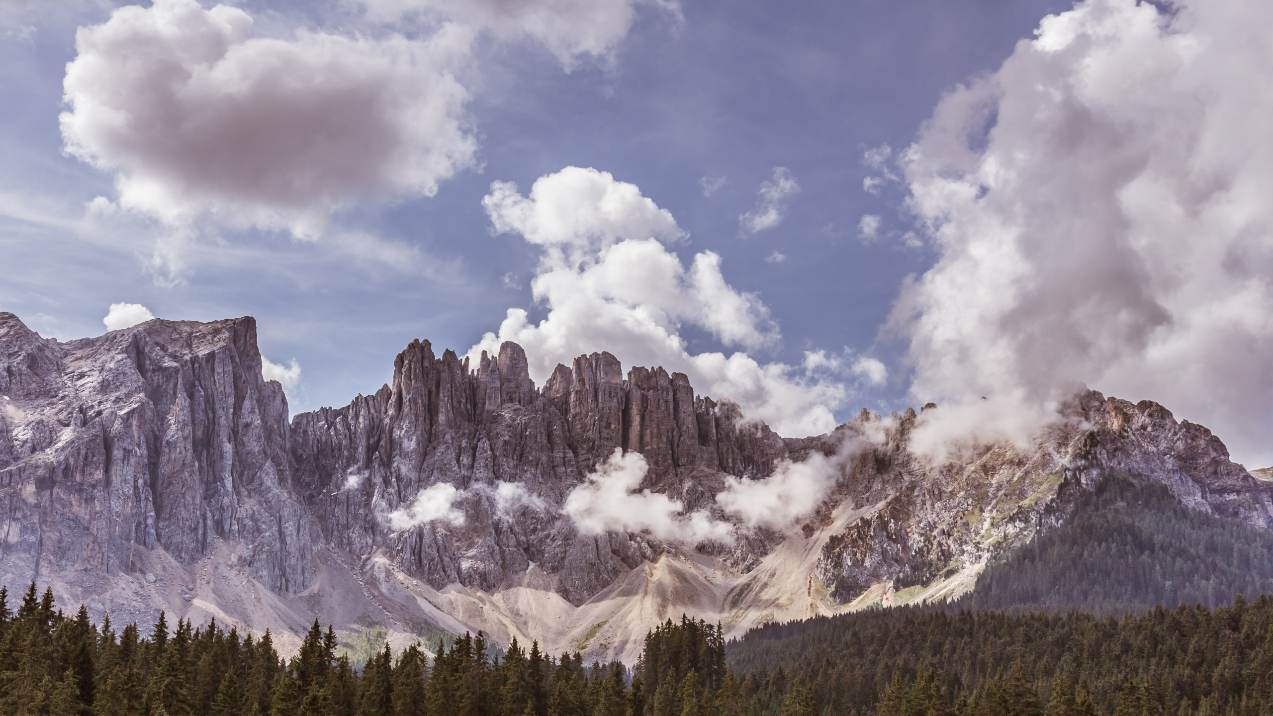 Karersee, Dolomites, Cloud, Mountain, Plant. Wallpaper in 2560x1440 Resolution