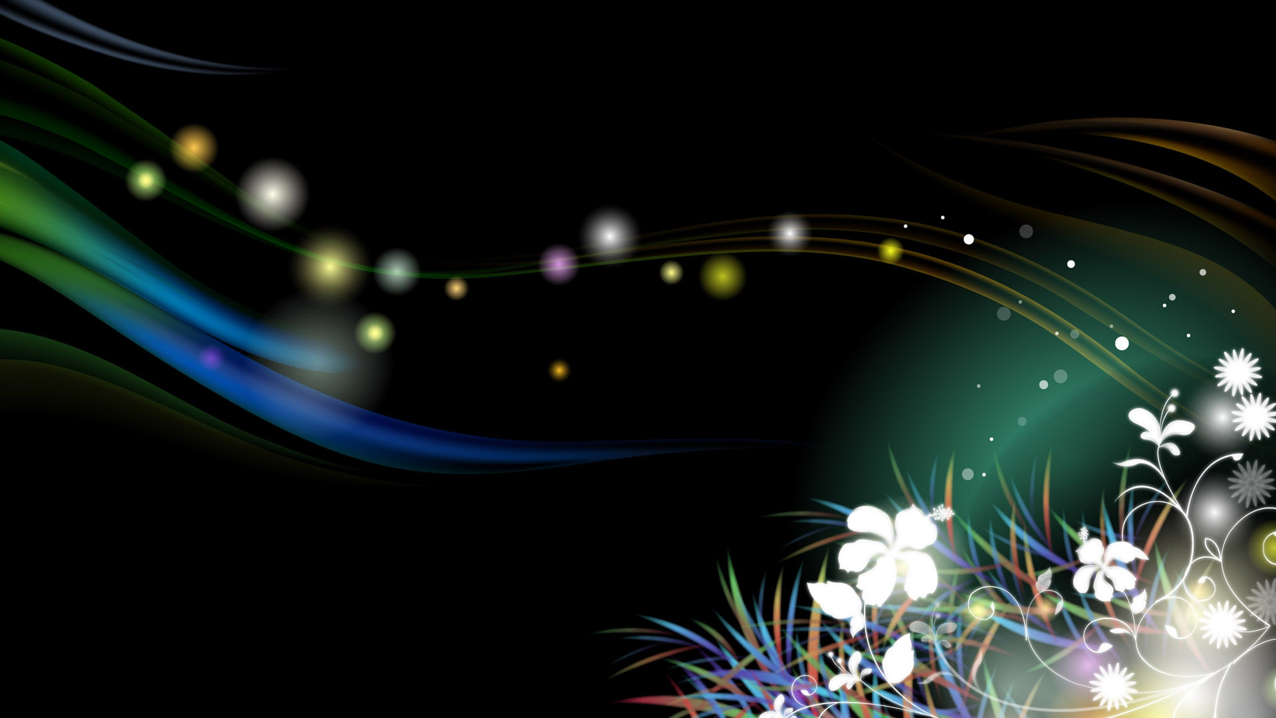 Luces Azules y Verdes Con Luces Azules y Blancas. Wallpaper in 2560x1440 Resolution