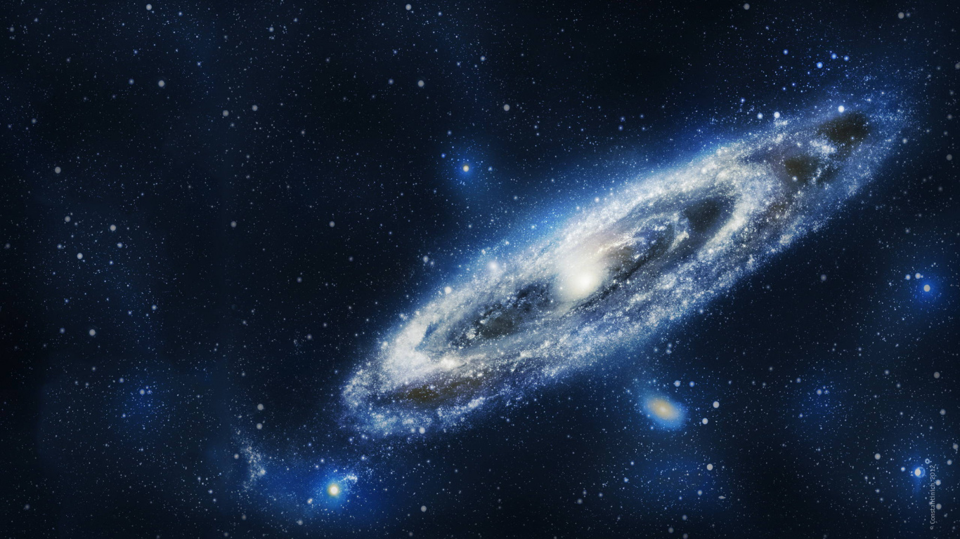 Blue and White Galaxy Illustration. Wallpaper in 1366x768 Resolution