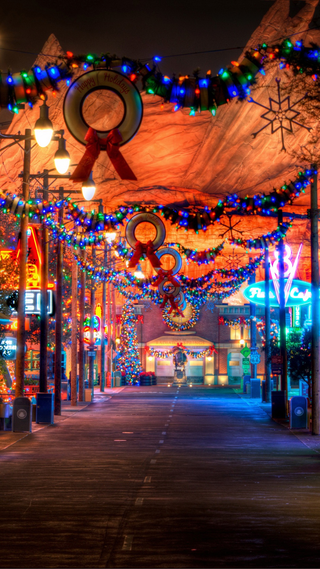 la Compañía de Walt Disney, Luz, Luces de Navidad, Noche, Resorts y Parques de Walt Disney. Wallpaper in 1080x1920 Resolution