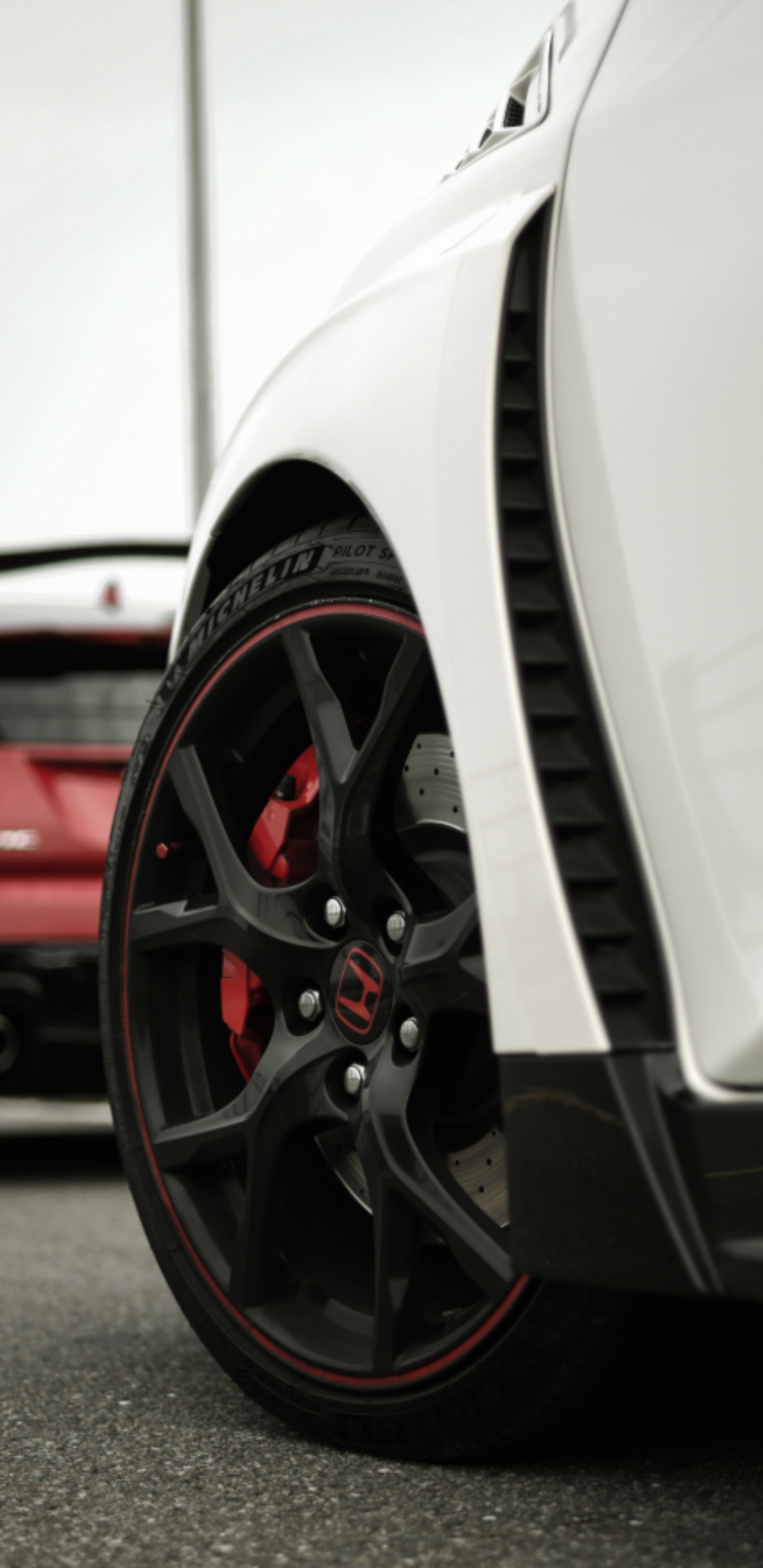 White Car on Gray Asphalt Road. Wallpaper in 1440x2960 Resolution