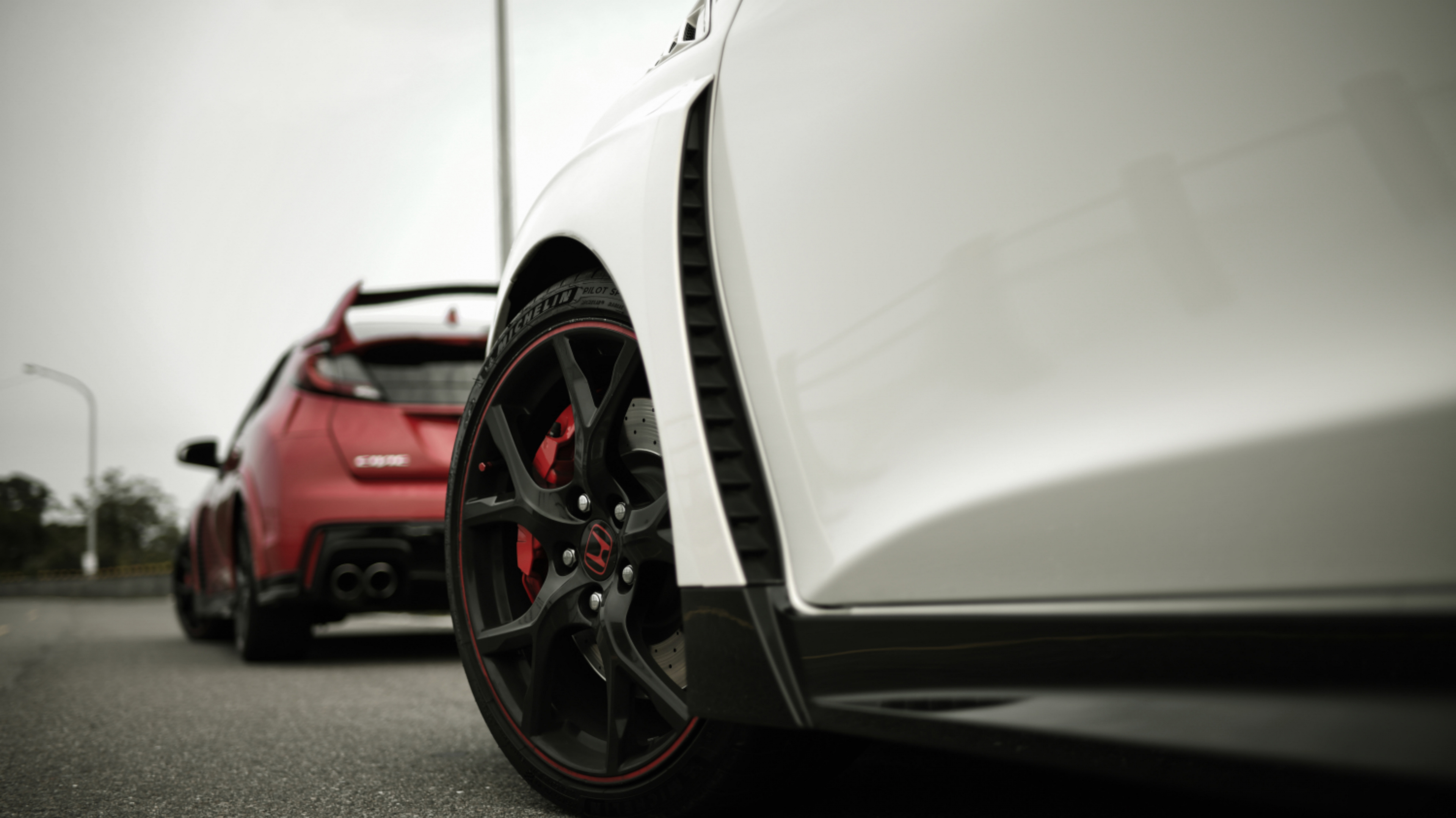 White Car on Gray Asphalt Road. Wallpaper in 3840x2160 Resolution