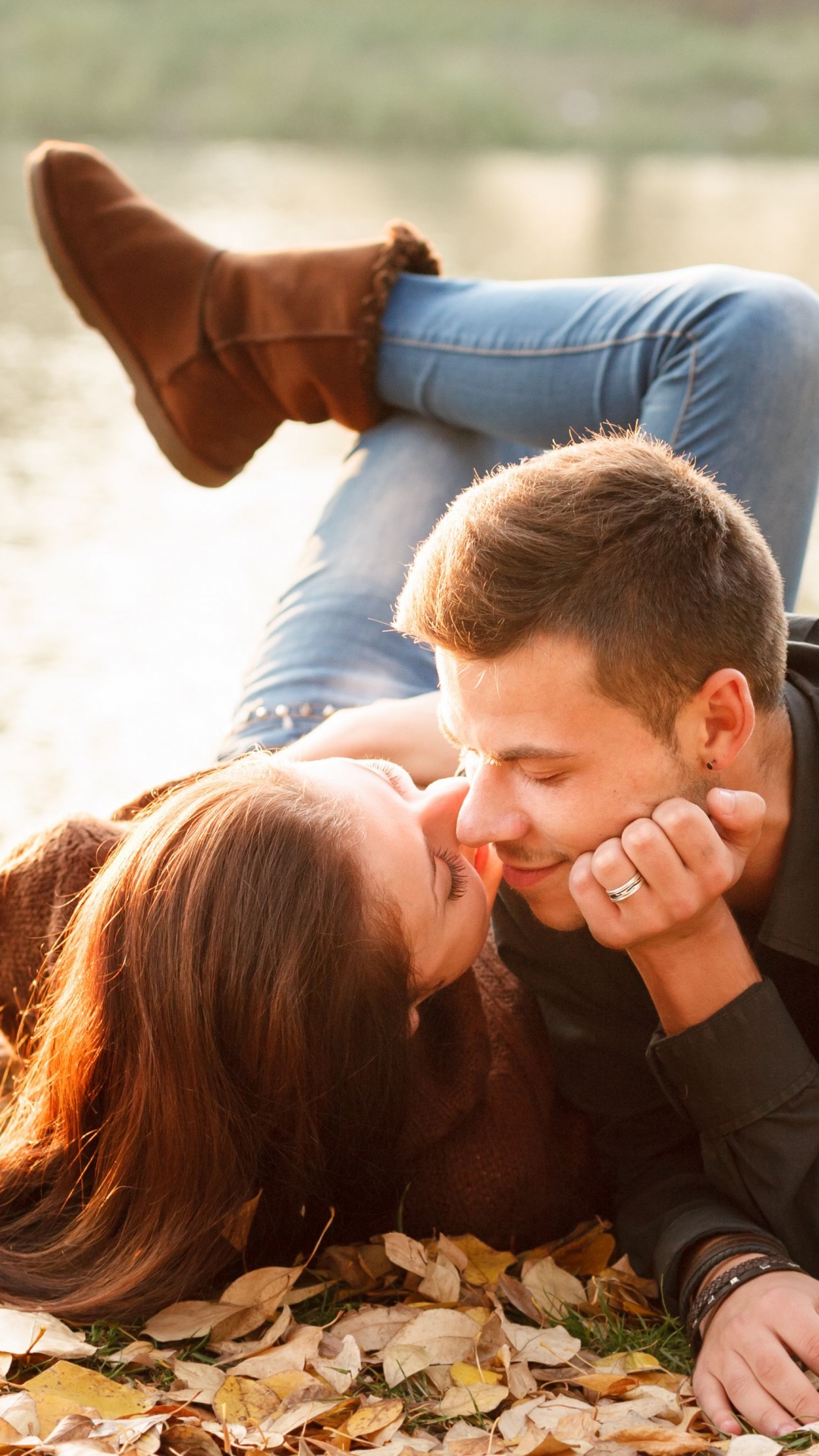 Romance, Couple, People in Nature, Love, Leaf. Wallpaper in 1080x1920 Resolution