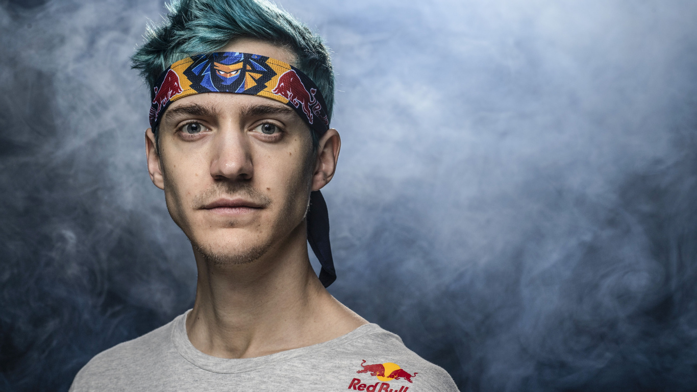 Ninja, Fortnite, Cabeza, Entrecejo, Humanos. Wallpaper in 1366x768 Resolution