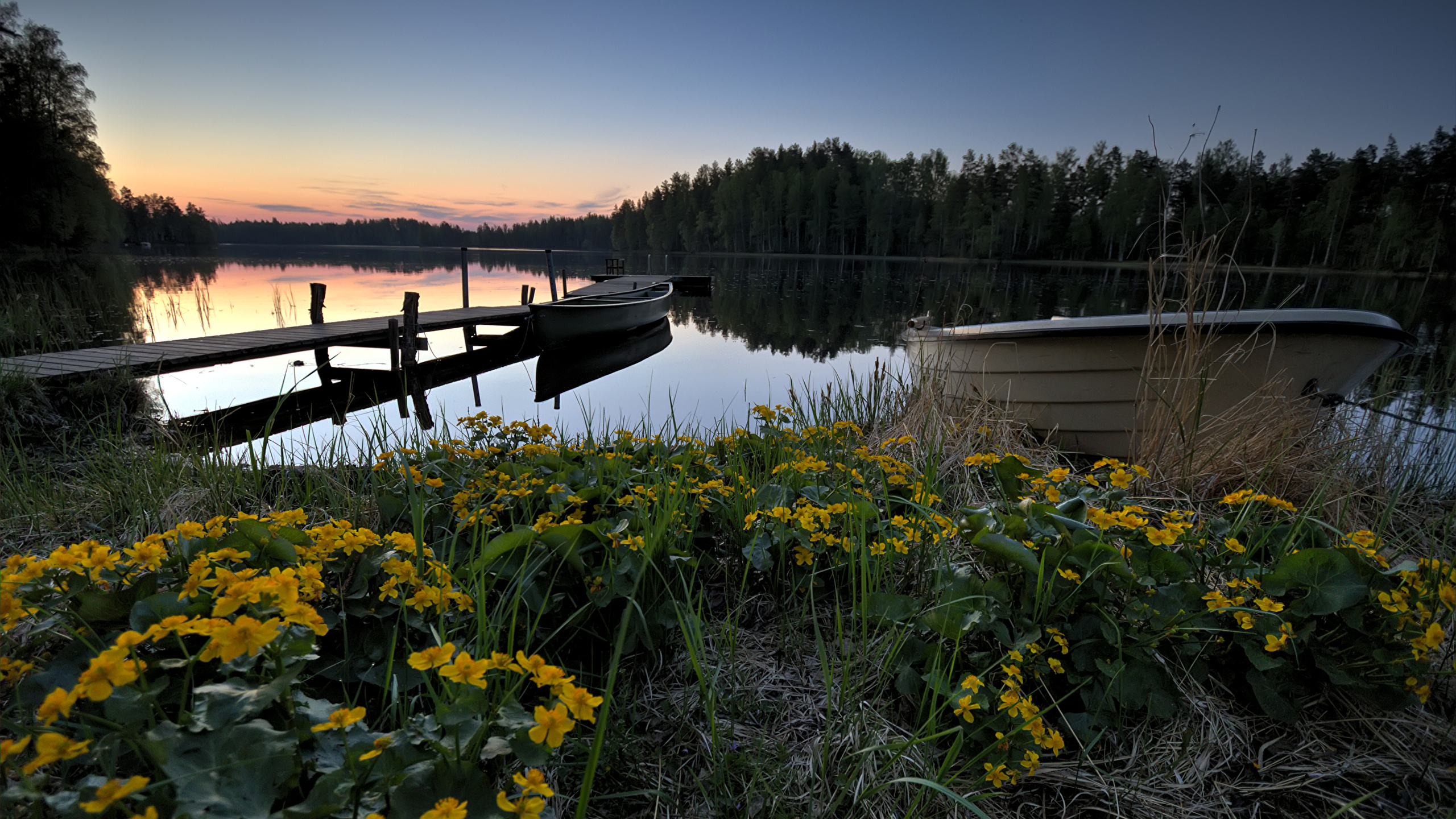 Brown Wooden Boat on Lake During Daytime. Wallpaper in 2560x1440 Resolution