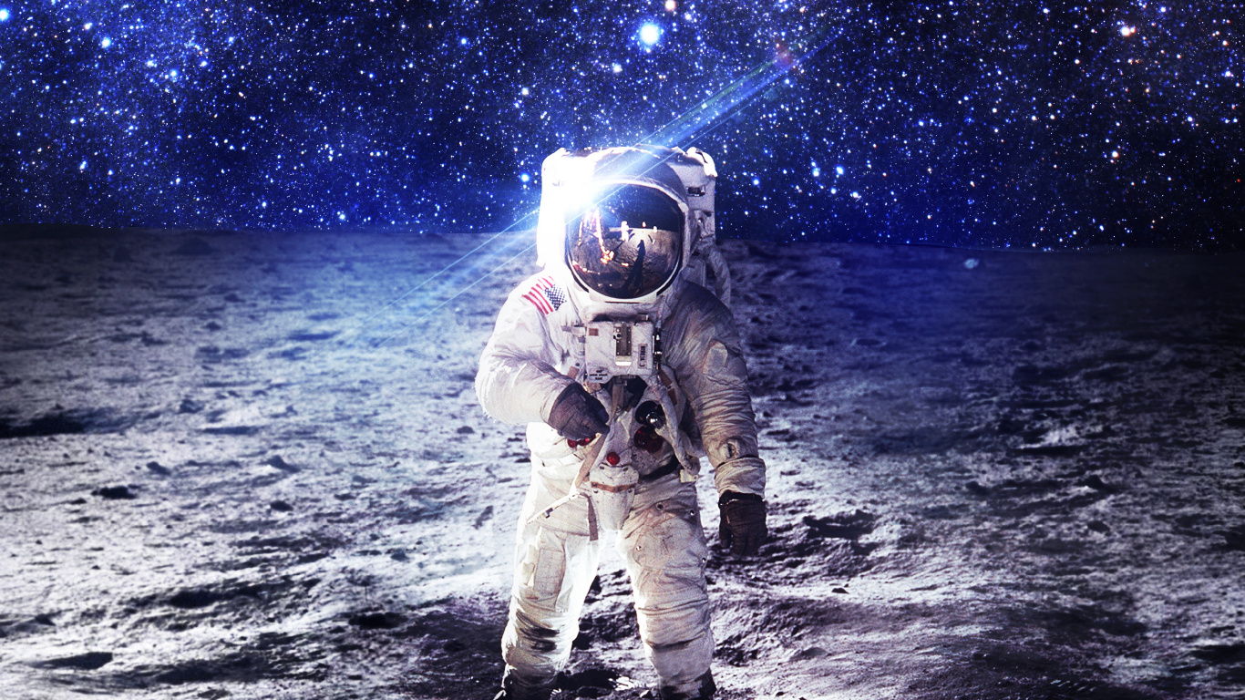 宇航员, 空间适应, 美国宇航局, 外层空间, 月亮 壁纸 1366x768 允许