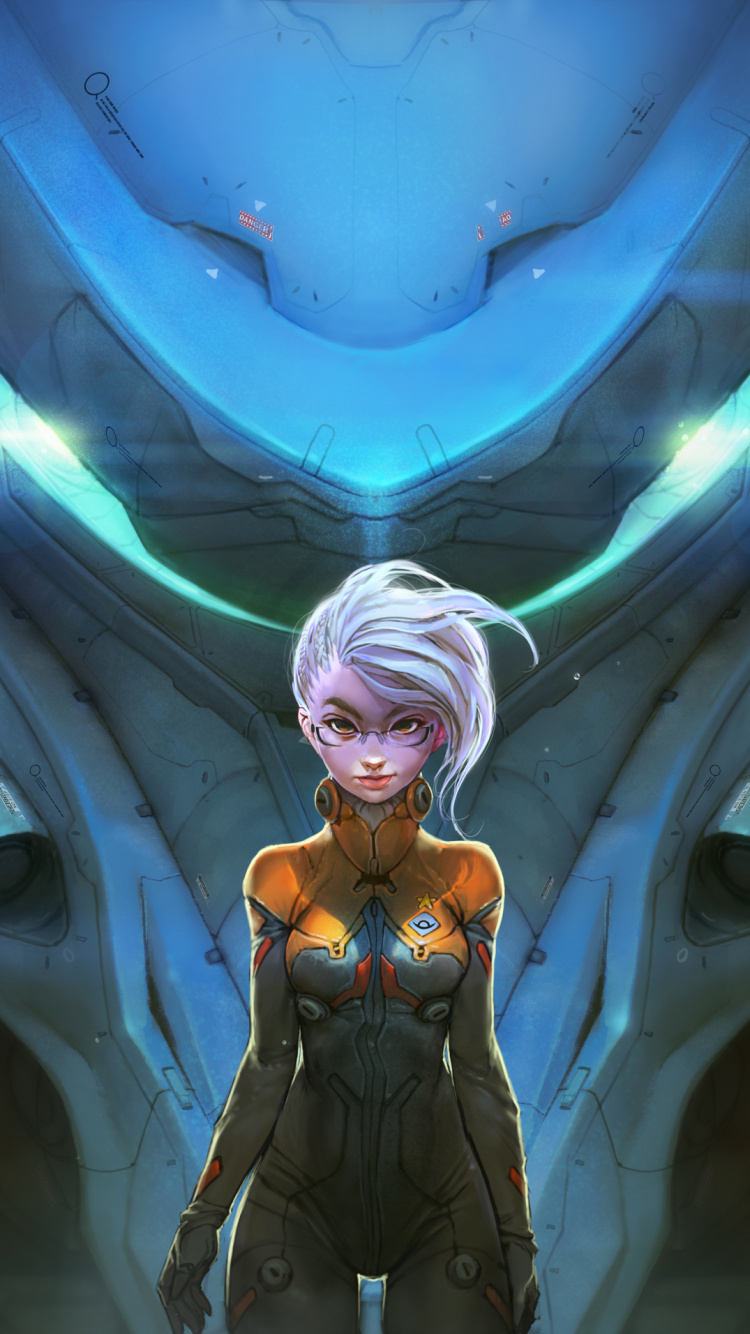 Mujer en Vestido Blanco y Negro de Pie Sobre Fondo Azul y Blanco. Wallpaper in 750x1334 Resolution