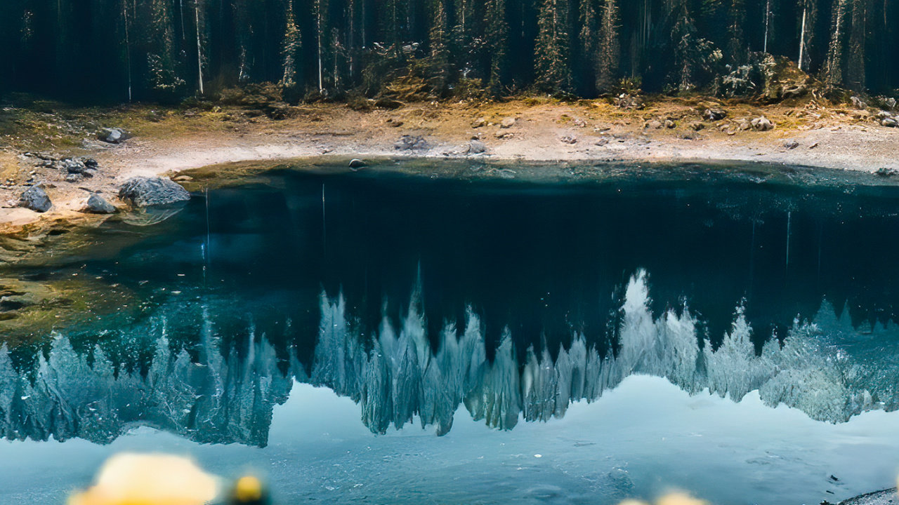 Karersee, Landscape, Water, Mountain, Plant. Wallpaper in 1280x720 Resolution