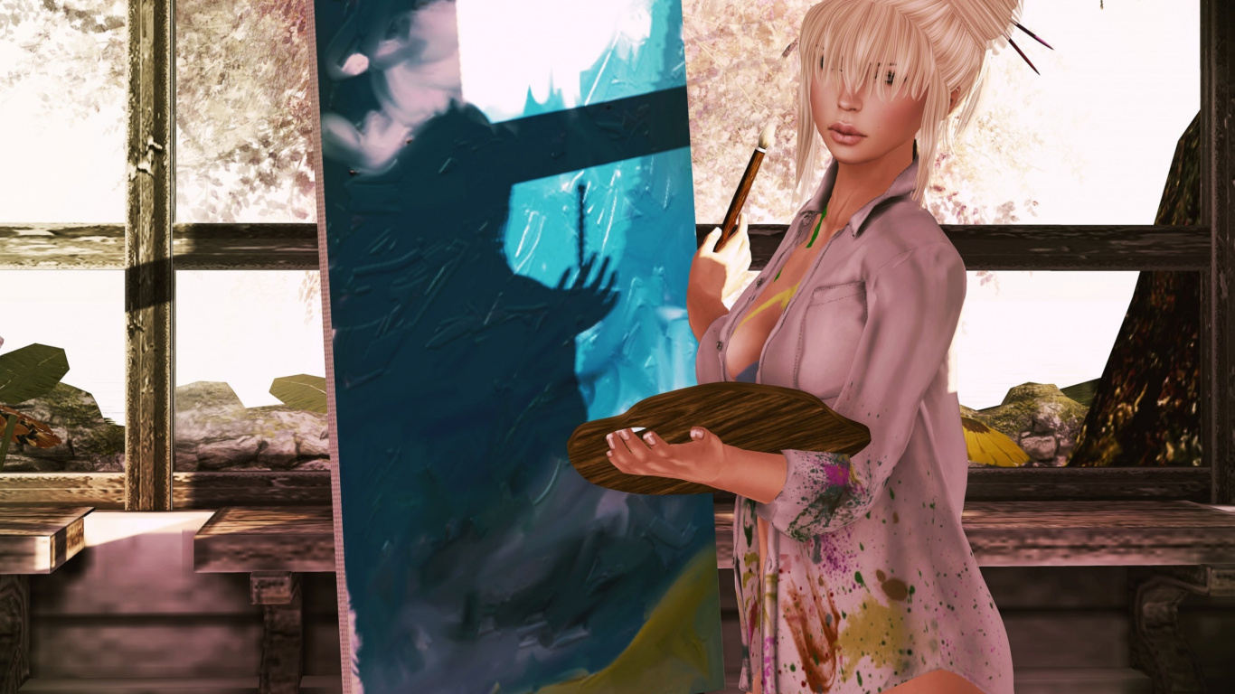 Easel, Drawing, Hairstyle, Cartoon, Fashion Design. Wallpaper in 1366x768 Resolution