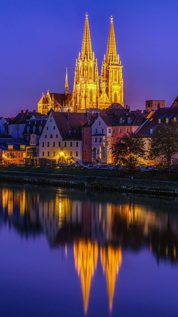 Reflection, Water, Blue, Building, Nature. Wallpaper in 750x1334 Resolution