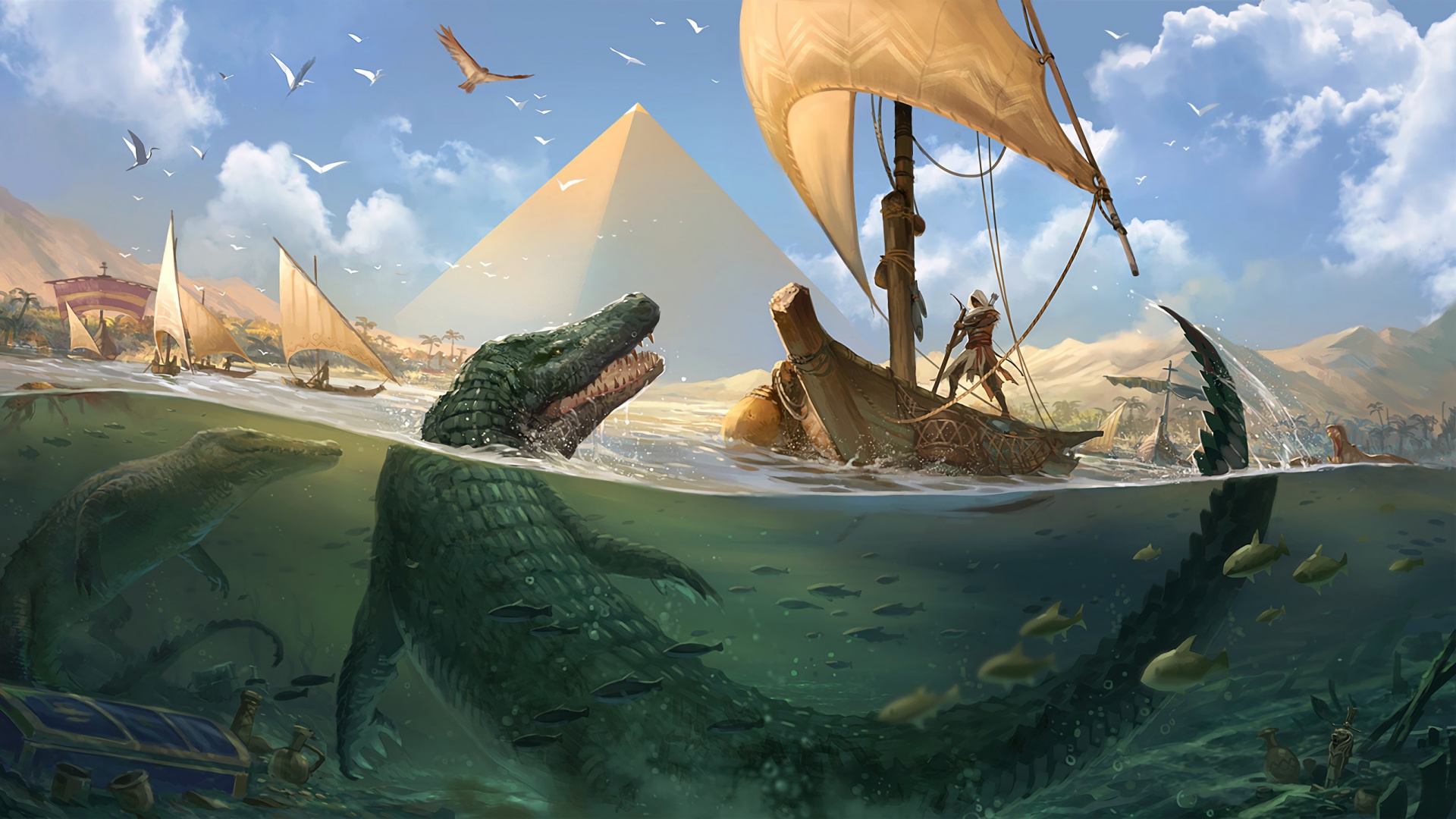 Assassins Creed Orígenes, Assassins Creed, Ubisoft, Ezio Auditore, Ecosistema. Wallpaper in 1920x1080 Resolution