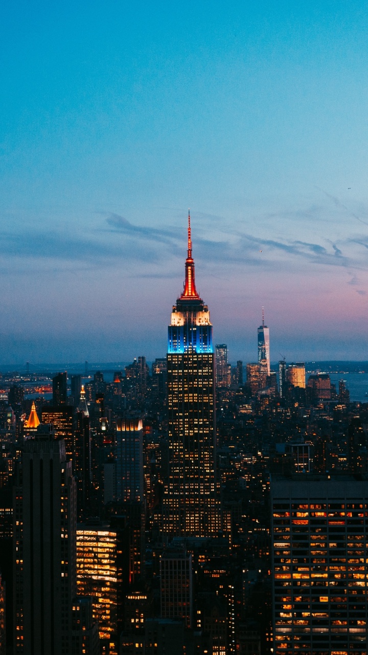 Aerial View of City Buildings During Night Time. Wallpaper in 720x1280 Resolution