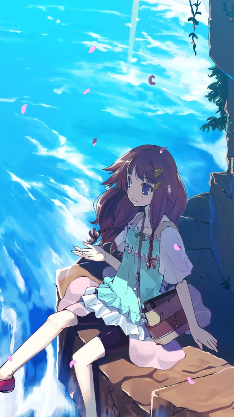 Schwarzhaarige Weibliche Anime-Figur in Grün-schwarzem Kleid. Wallpaper in 750x1334 Resolution