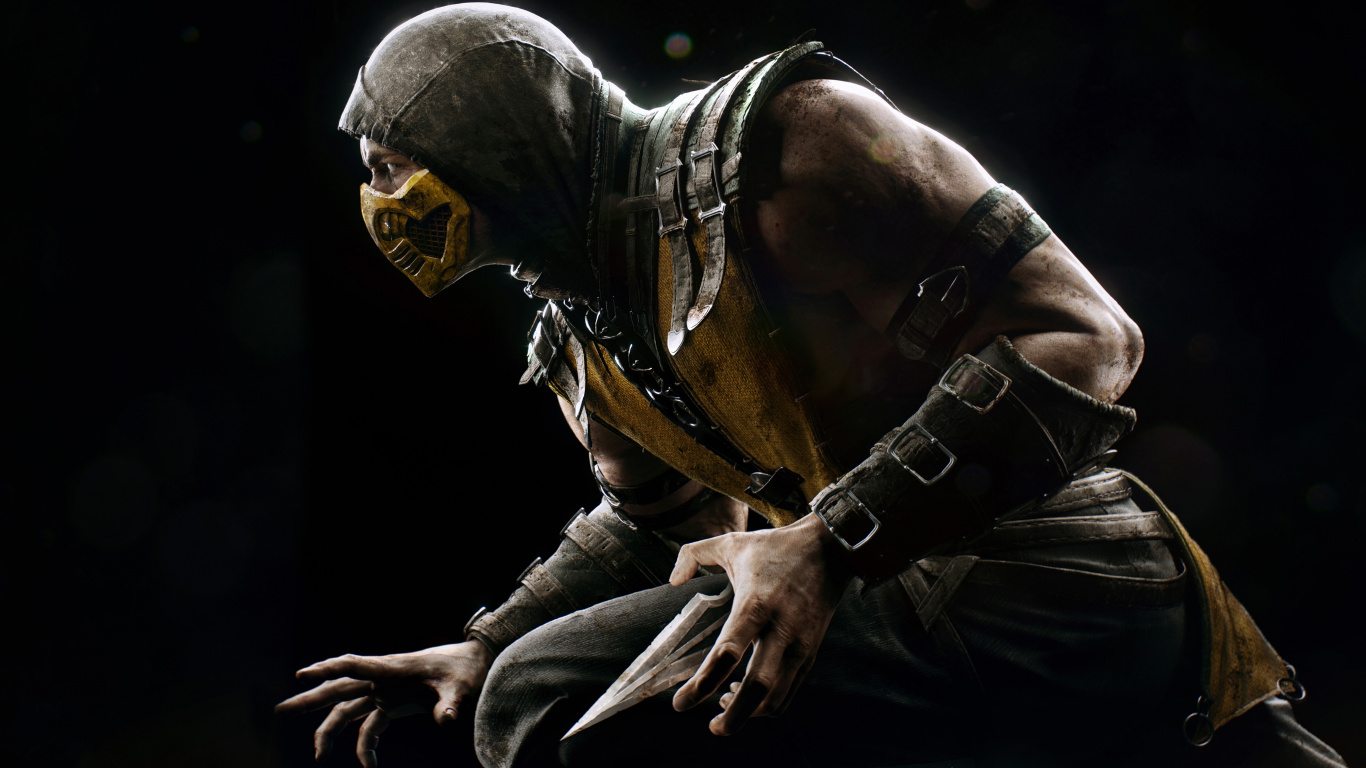 Mortal Kombat x, Escorpión, Mortal Kombat 11, Humanos, Arte. Wallpaper in 1366x768 Resolution