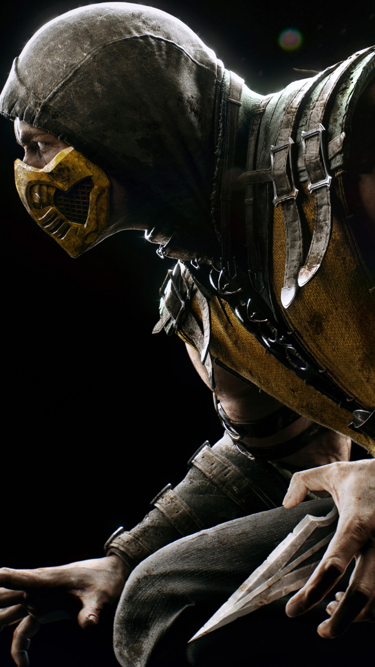 Mortal Kombat x, Scorpion, Mortal Kombat 11, Human, Darkness. Wallpaper in 750x1334 Resolution