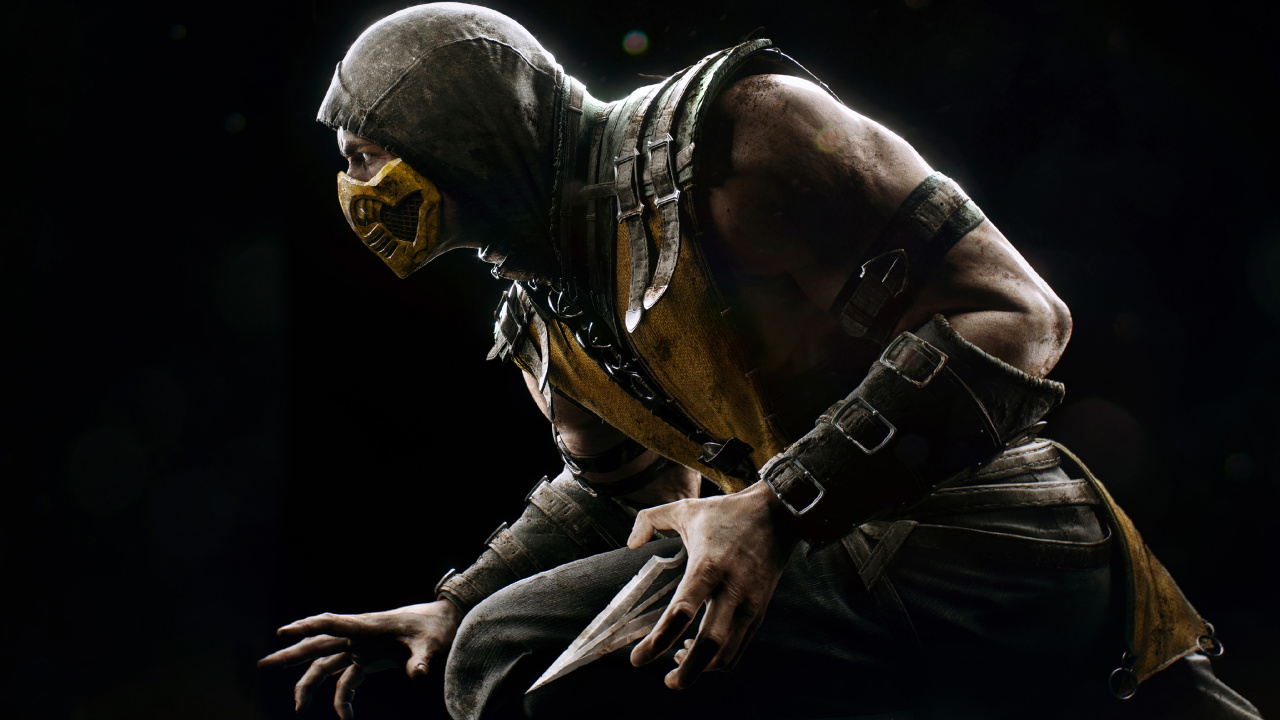 Mortal Kombat x, Scorpion, Mortal Kombat 11, L'homme, Obscurité. Wallpaper in 1280x720 Resolution