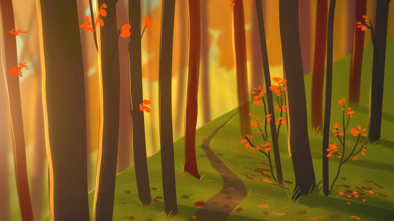 Silhouette de Personnes Marchant Sur la Forêt Pendant la Journée. Wallpaper in 1366x768 Resolution