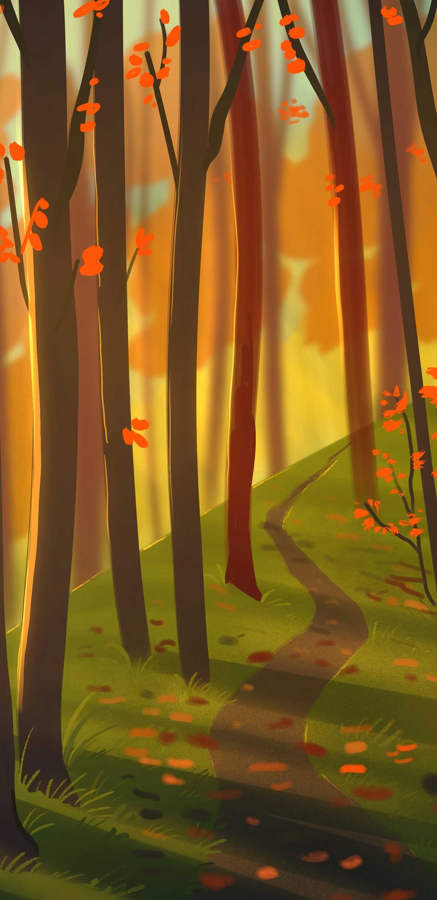 Silhouette de Personnes Marchant Sur la Forêt Pendant la Journée. Wallpaper in 1440x2960 Resolution