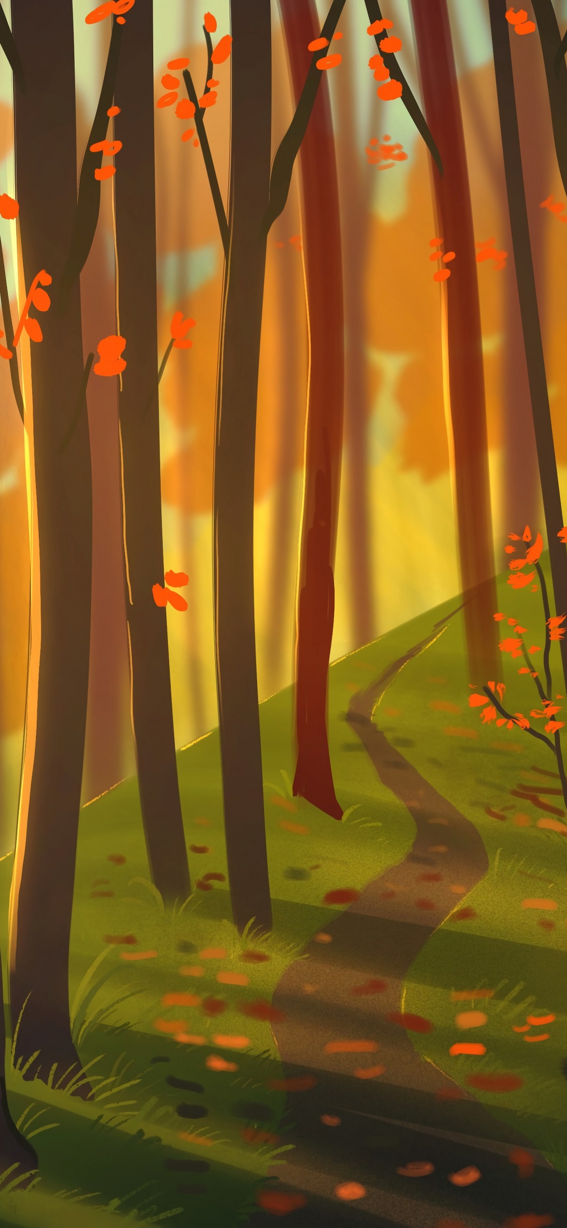 Silhouette of People Walking on Forest During Daytime. Wallpaper in 1125x2436 Resolution