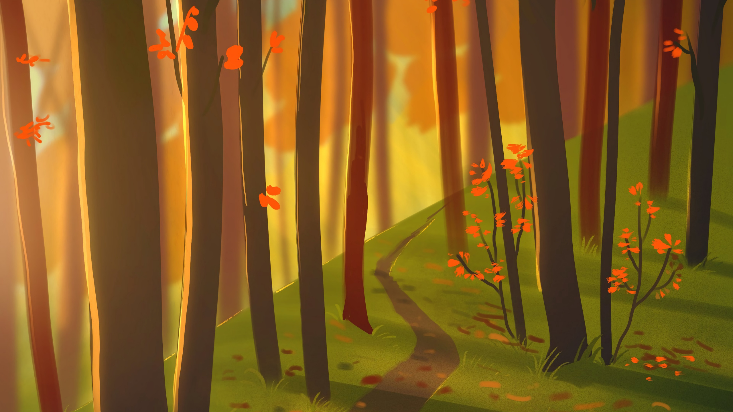 Silhouette of People Walking on Forest During Daytime. Wallpaper in 2560x1440 Resolution