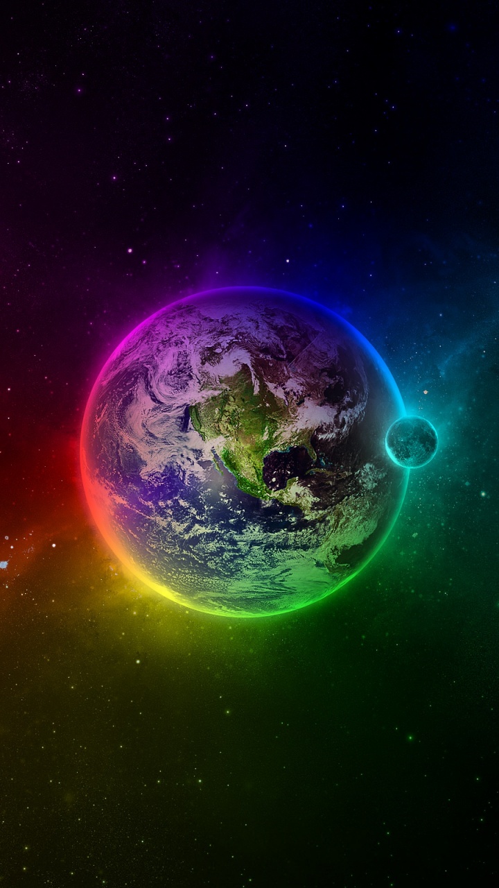 Green and Blue Planet With Stars. Wallpaper in 720x1280 Resolution