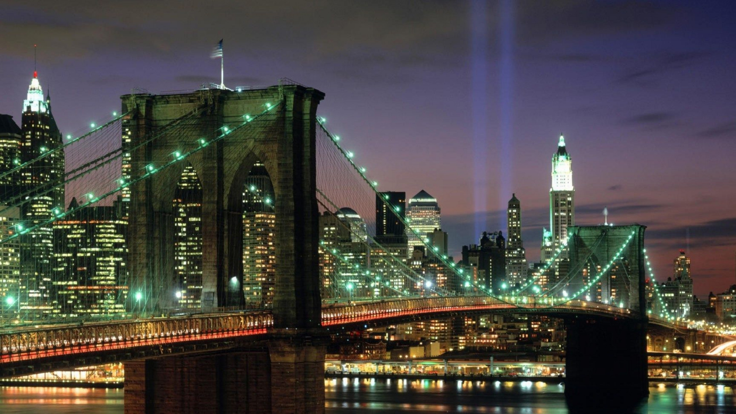 布鲁克林大桥, 城市景观, 城市, 大都会, 天际线 壁纸 2560x1440 允许