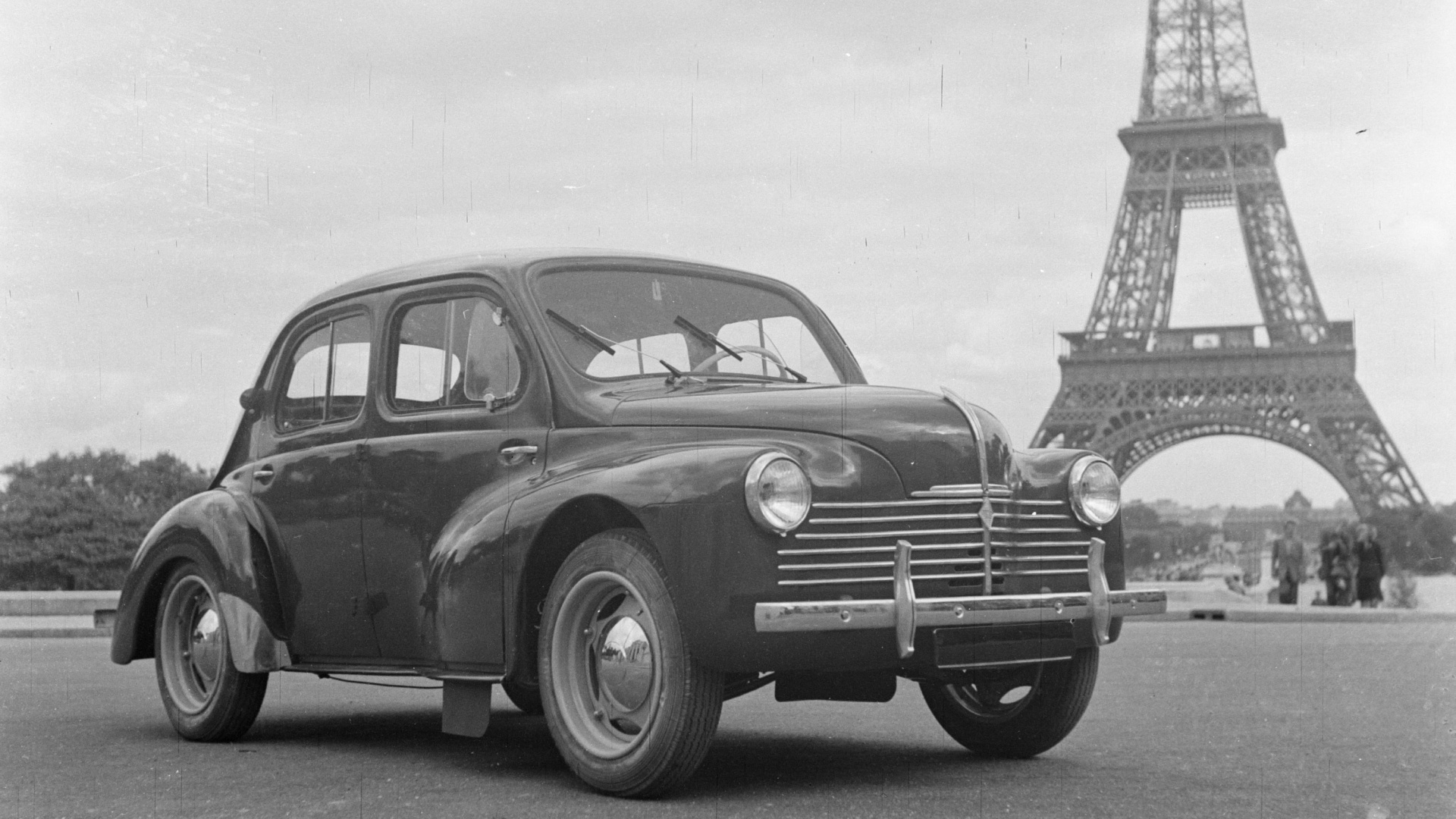 Grayscale Photo of Vintage Car. Wallpaper in 1920x1080 Resolution