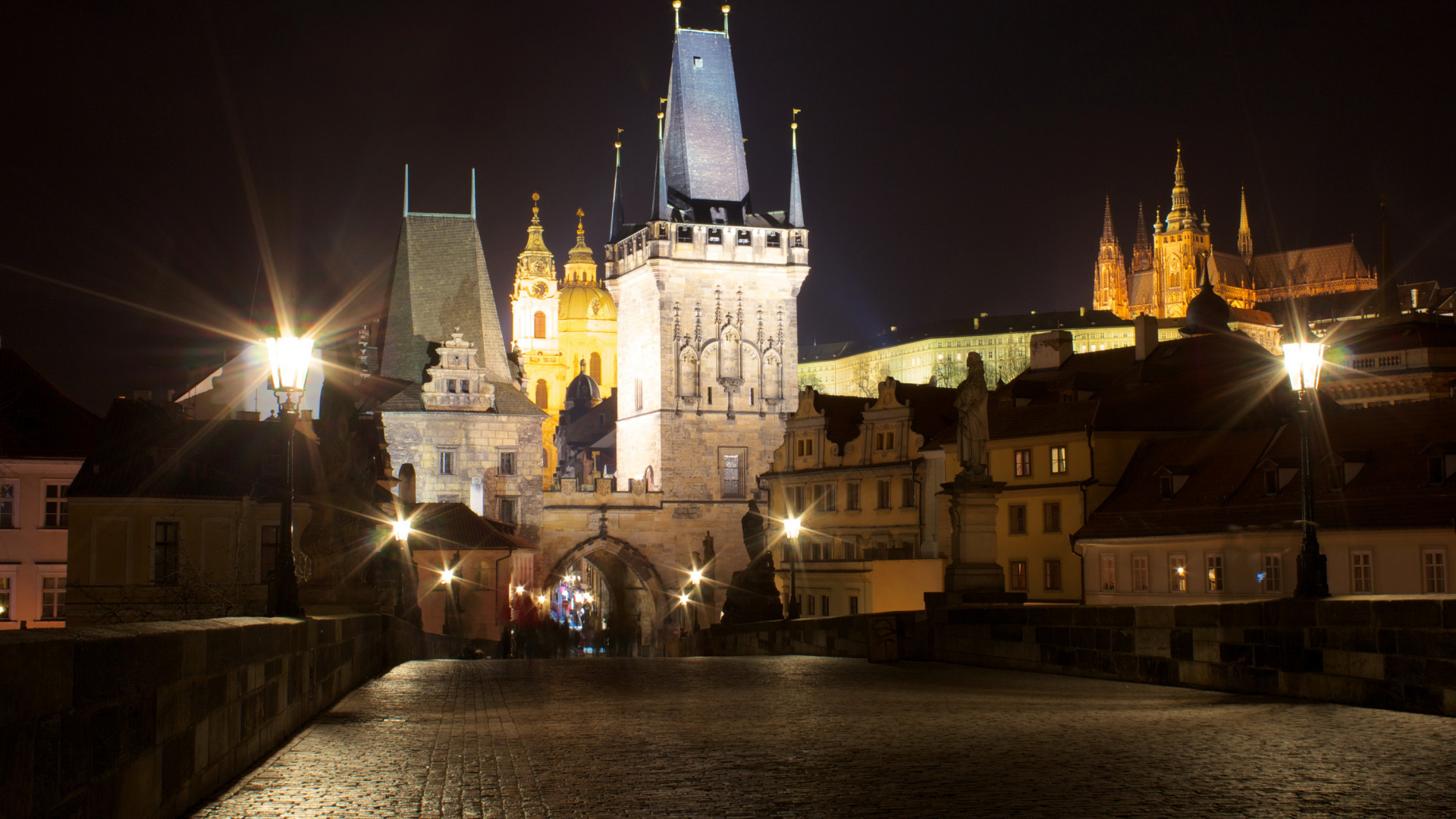 White and Blue Castle With Lights During Night Time. Wallpaper in 1920x1080 Resolution