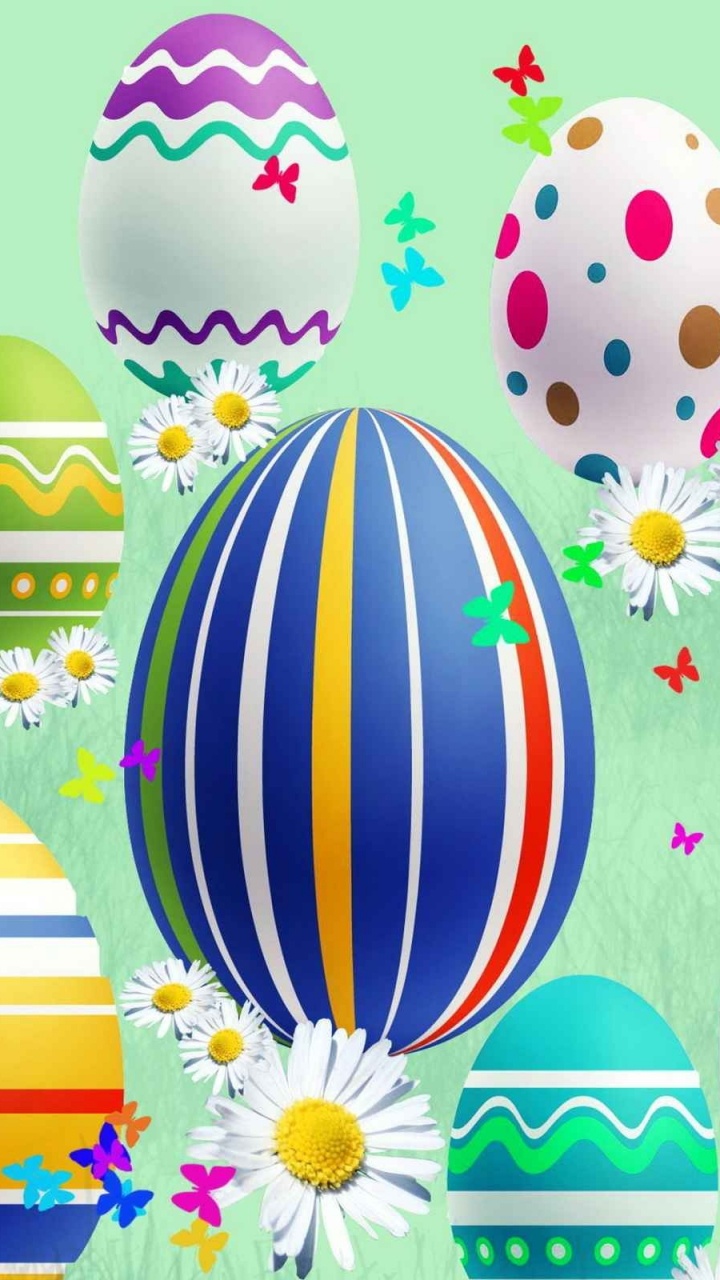 Easter Egg, Easter, Pattern, Vector Graphics, Hot Air Balloon. Wallpaper in 720x1280 Resolution