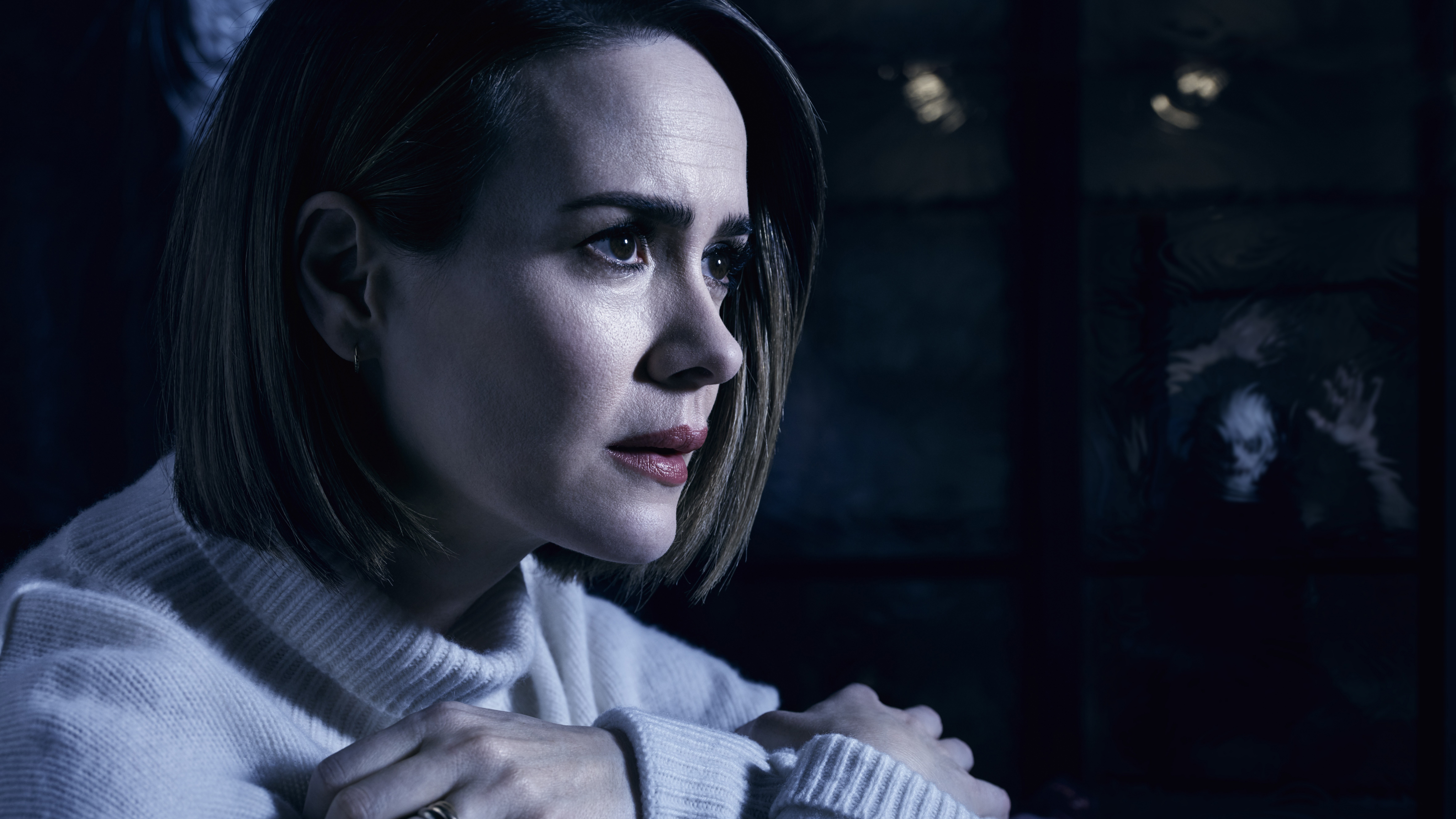 Woman in White and Gray Striped Sweater. Wallpaper in 7680x4320 Resolution