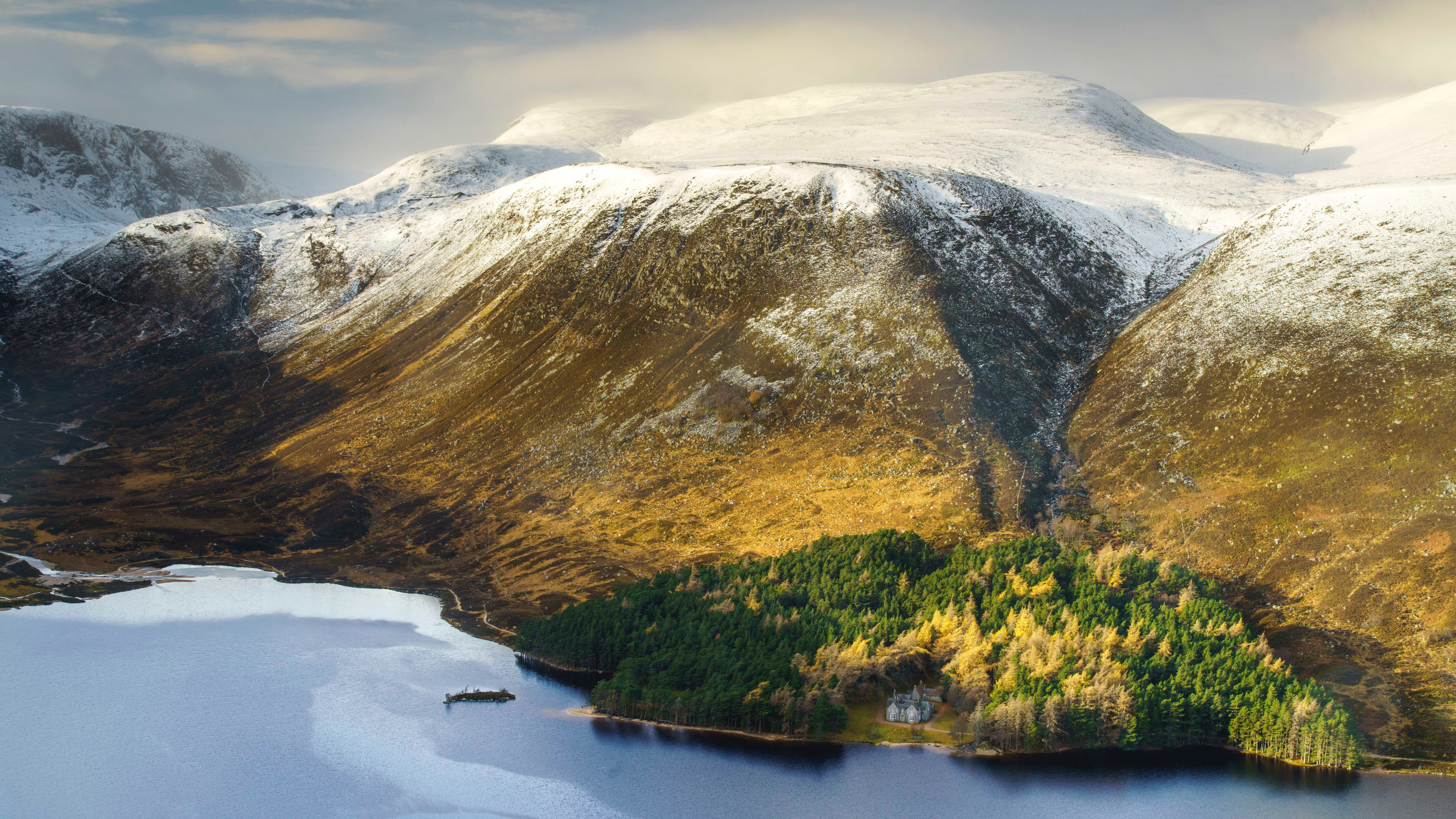Nature, Château de Balmoral, Loch Muick, Domaine de Mar Lodge, Eau. Wallpaper in 3840x2160 Resolution