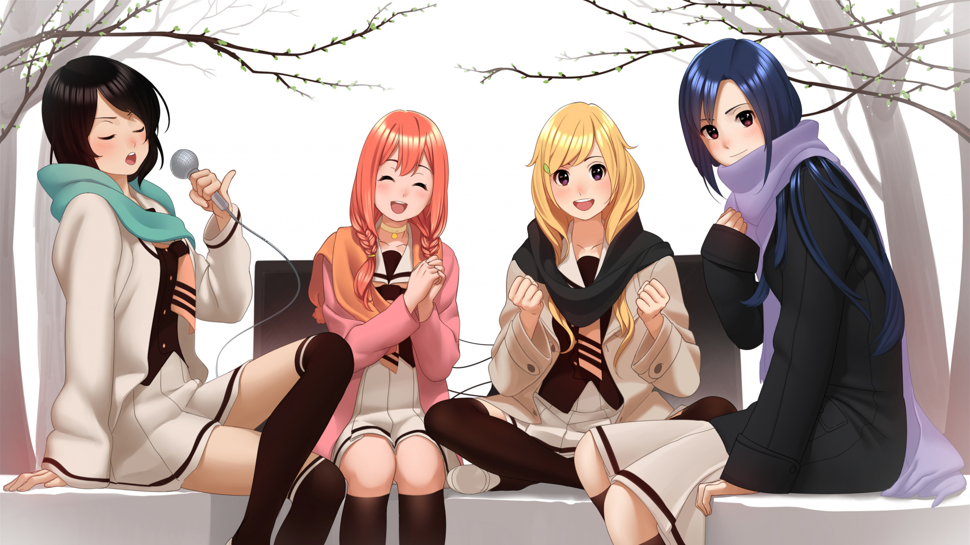 2 Femme en Uniforme Scolaire Noir et Blanc Personnage Anime. Wallpaper in 1920x1080 Resolution