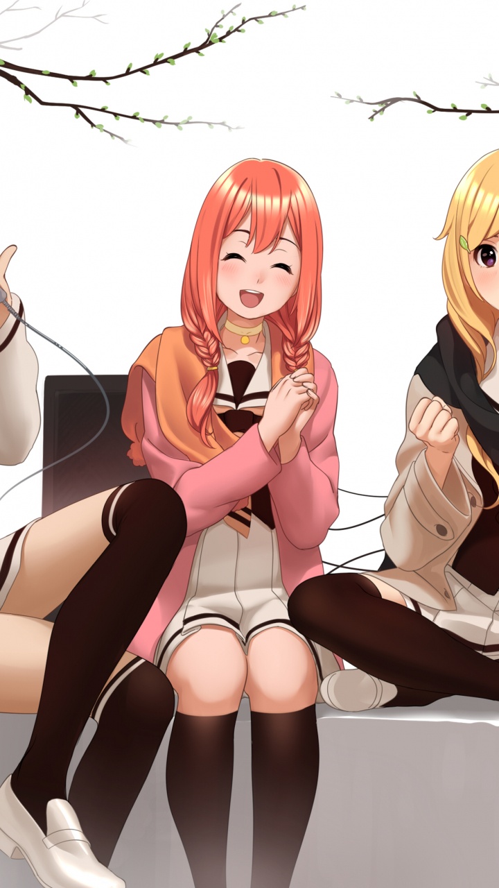 2 Femme en Uniforme Scolaire Noir et Blanc Personnage Anime. Wallpaper in 720x1280 Resolution