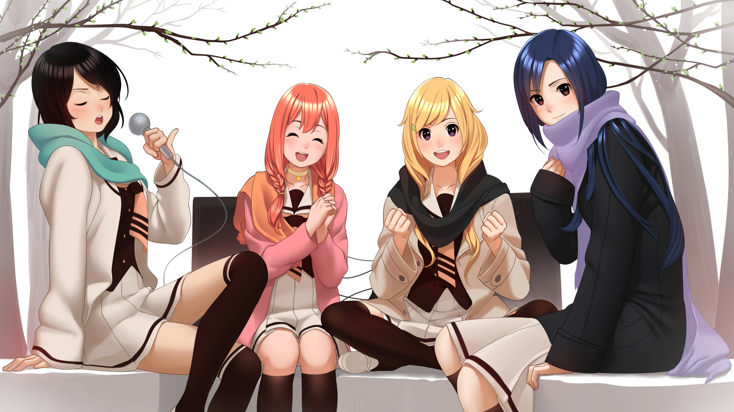 2 Frauen in Schwarz-weißer Schuluniform Anime-Charakter. Wallpaper in 2560x1440 Resolution