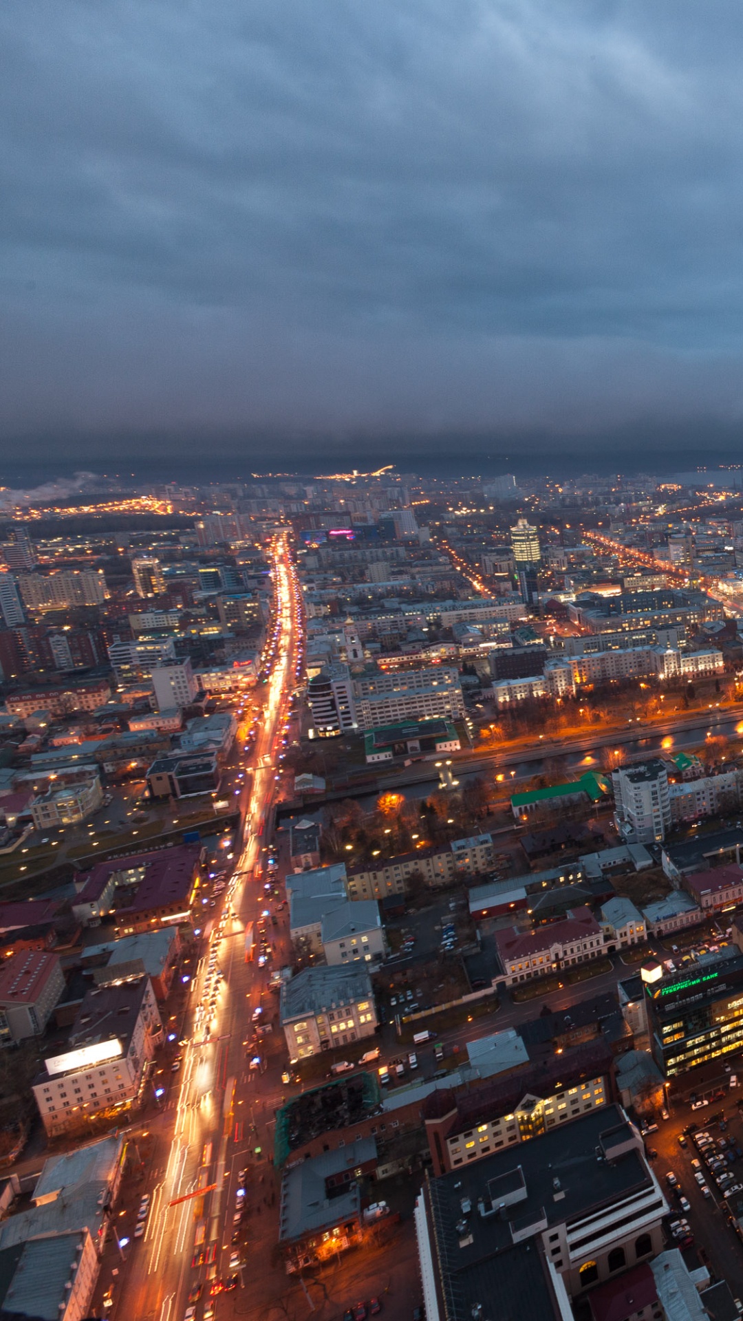 Aerial View of City Buildings During Night Time. Wallpaper in 1080x1920 Resolution