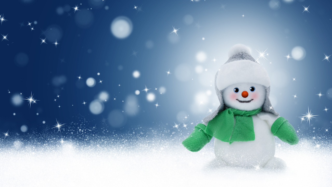 Le Jour De Noël, Neige, Hiver, Bonhomme, Jouant Dans la Neige. Wallpaper in 1280x720 Resolution