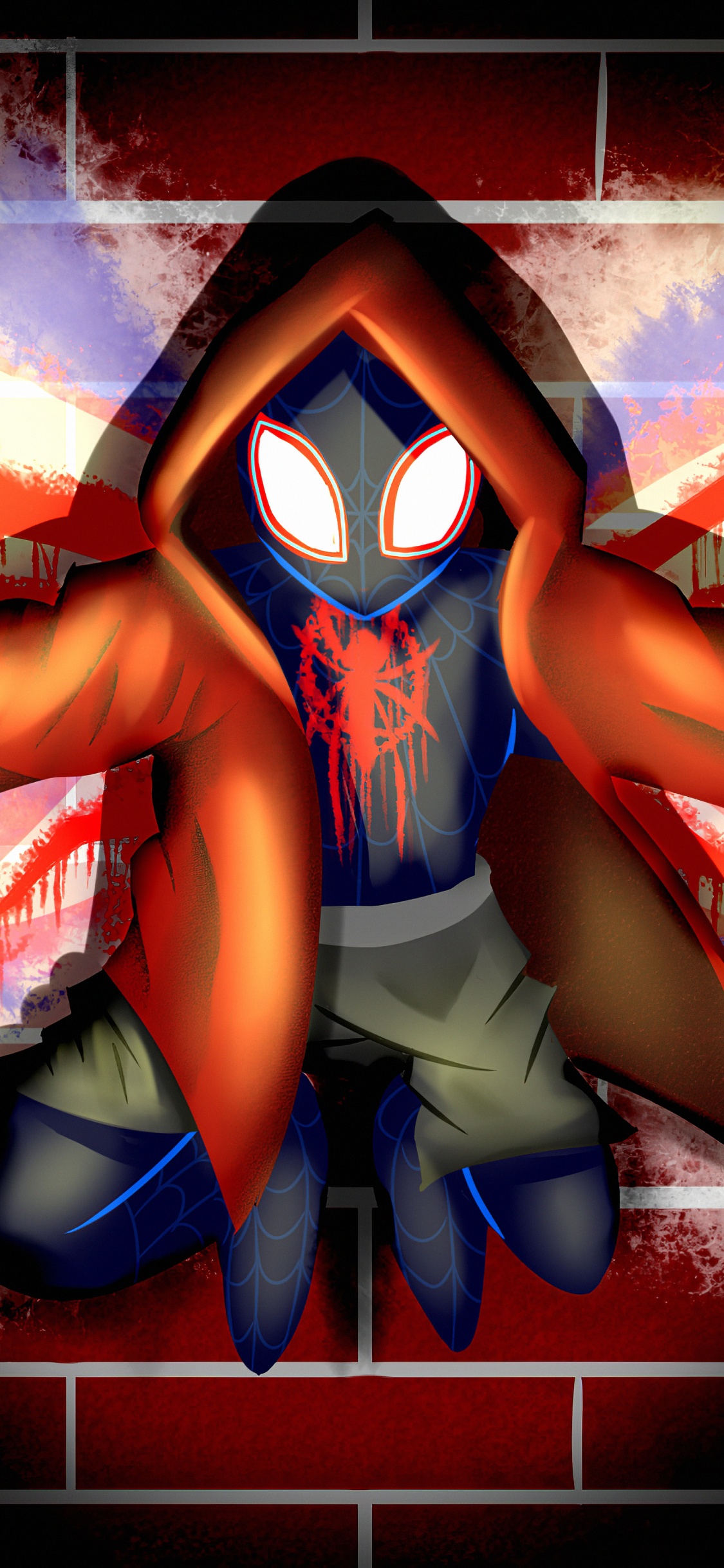 Blue and Red Spider Man Illustration. Wallpaper in 1125x2436 Resolution
