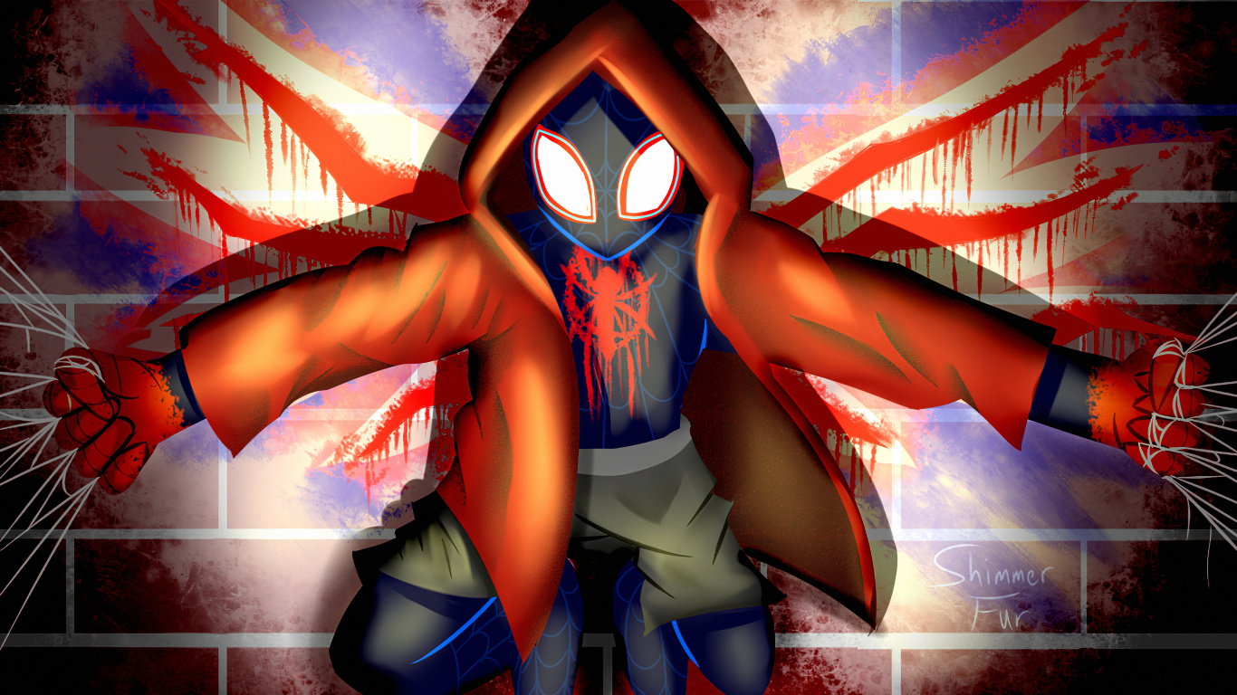Blue and Red Spider Man Illustration. Wallpaper in 1366x768 Resolution
