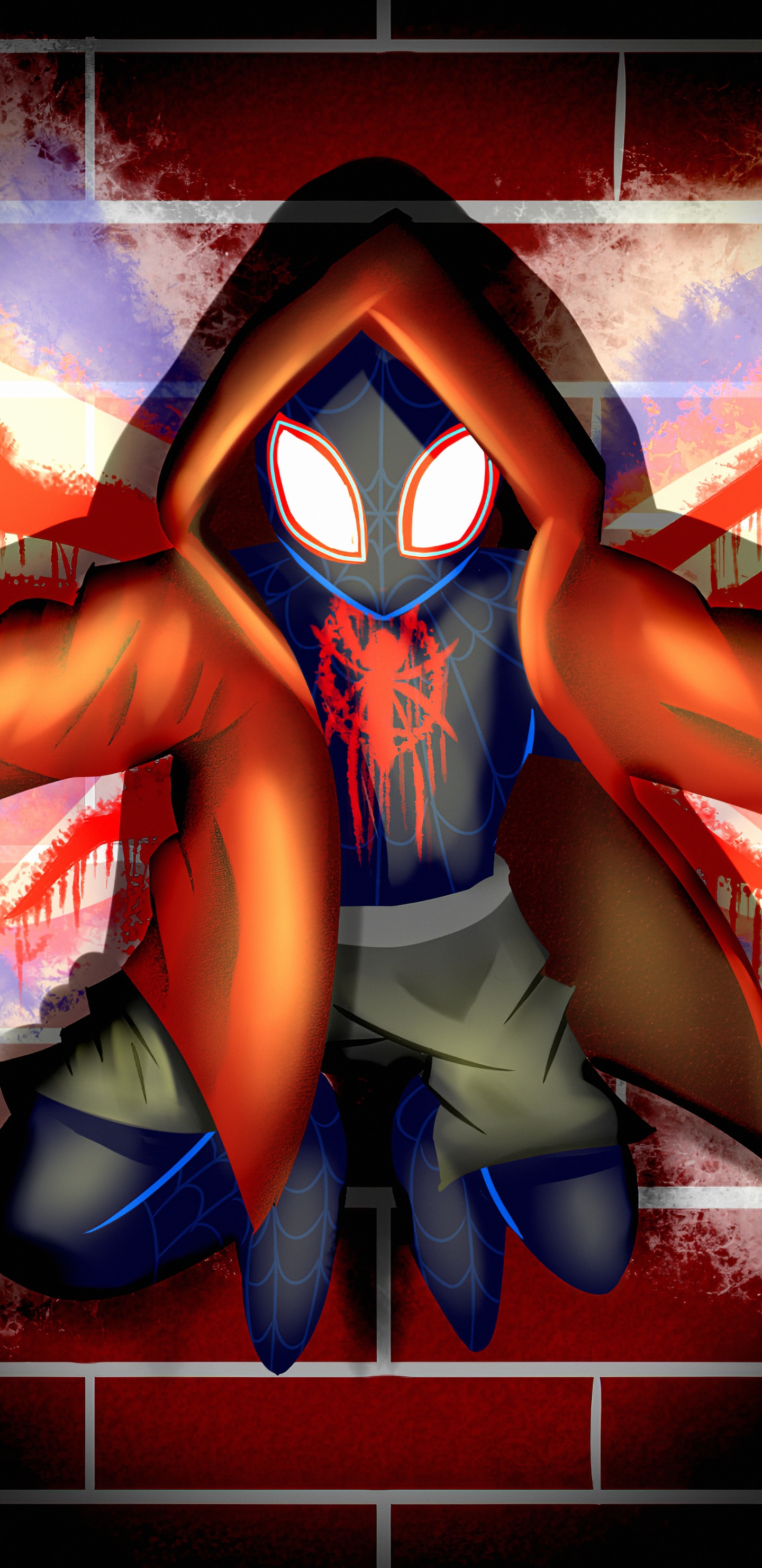 Blaue Und Rote Spinnenmannillustration. Wallpaper in 1440x2960 Resolution